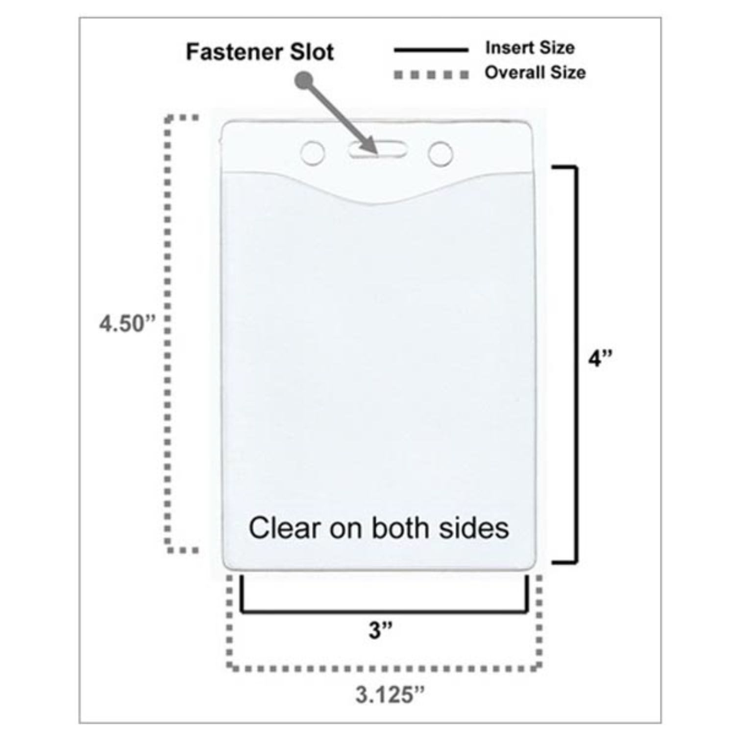 3" H x 4" W inch Printed Badge Holder - Clear Vinyl 4