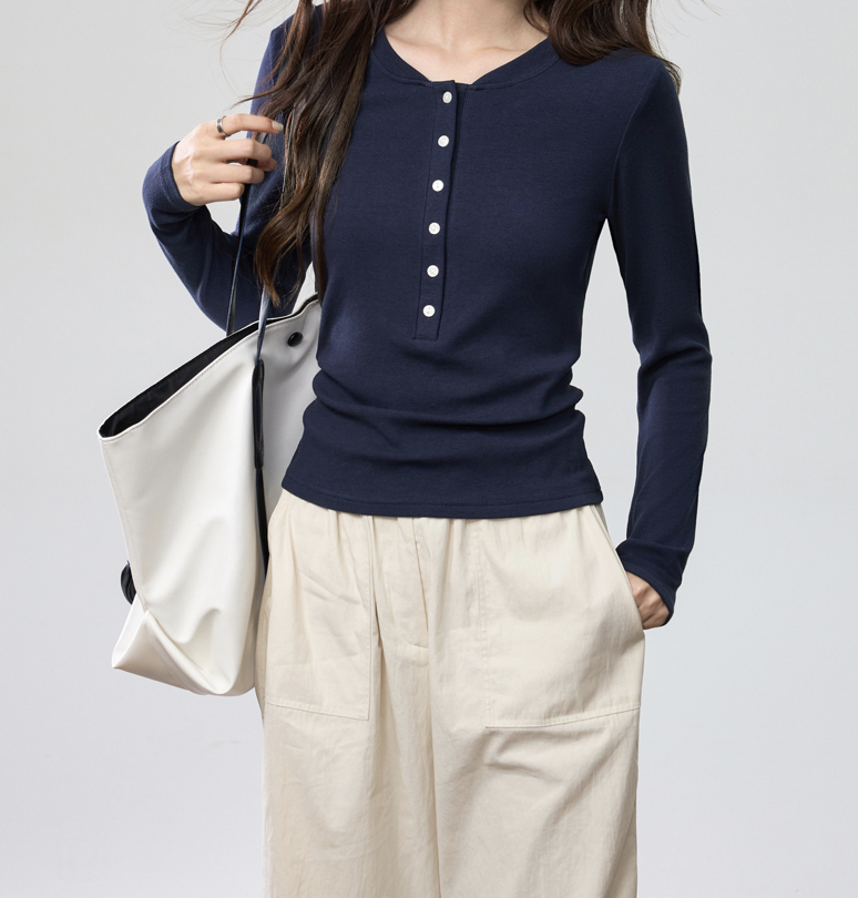 Women Long Sleeve Button Up RibbedBlouses 7