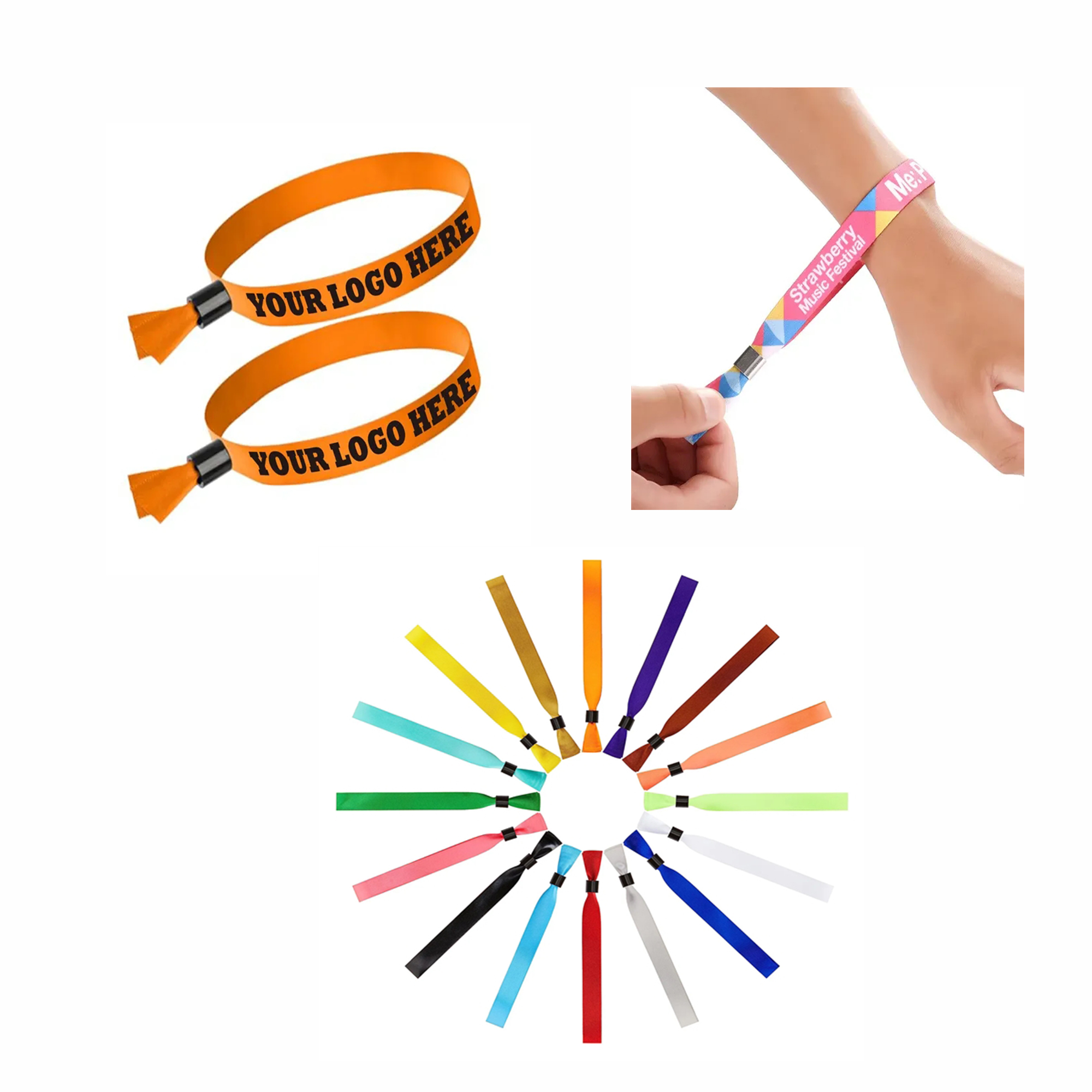 Custom Disposable Wristband Bracelet Terylene MOQ 100pcs 3