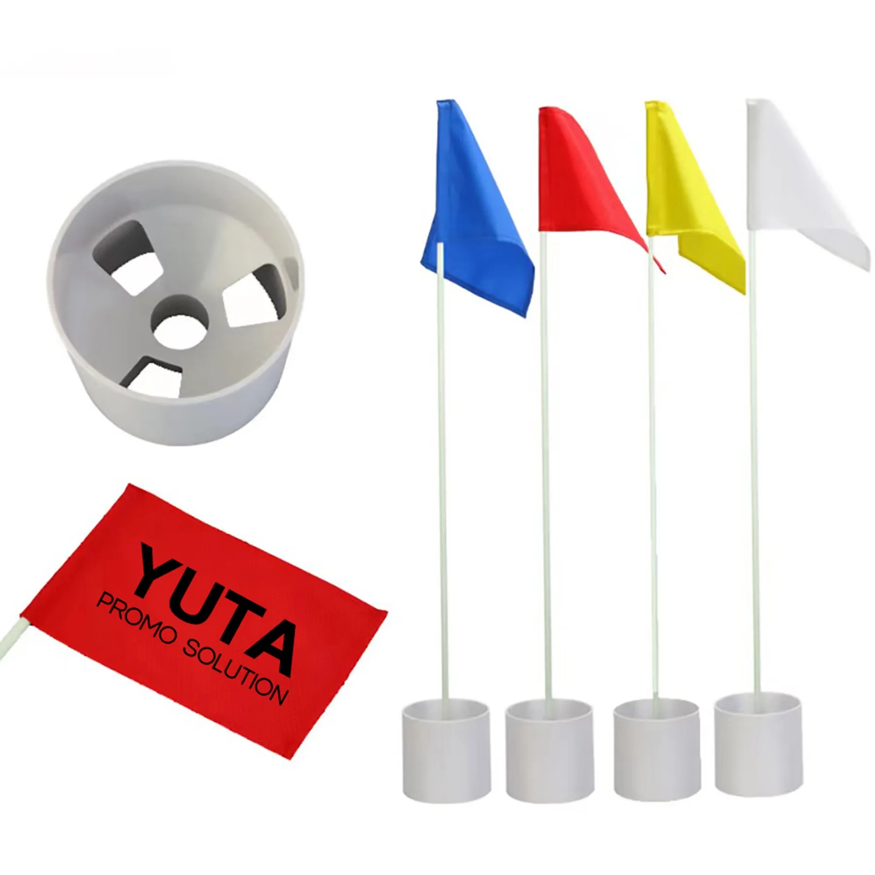 3 Sets Flagsticks Flags Cups For Golf Course 1