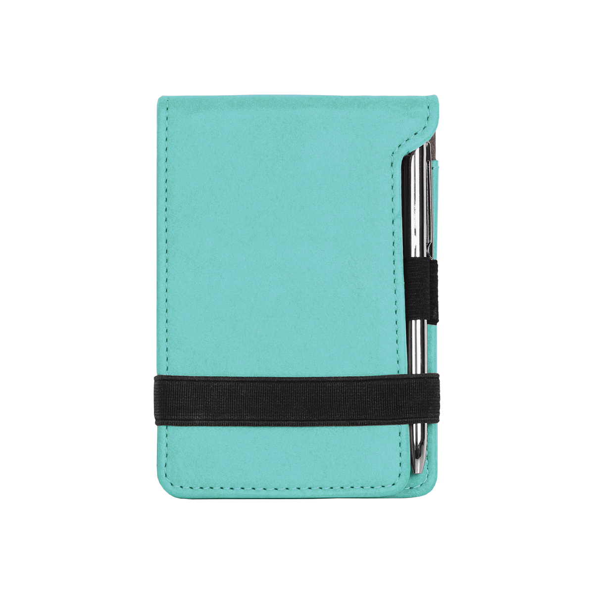 Teal Leatherette Mini Notepad with Pen 2