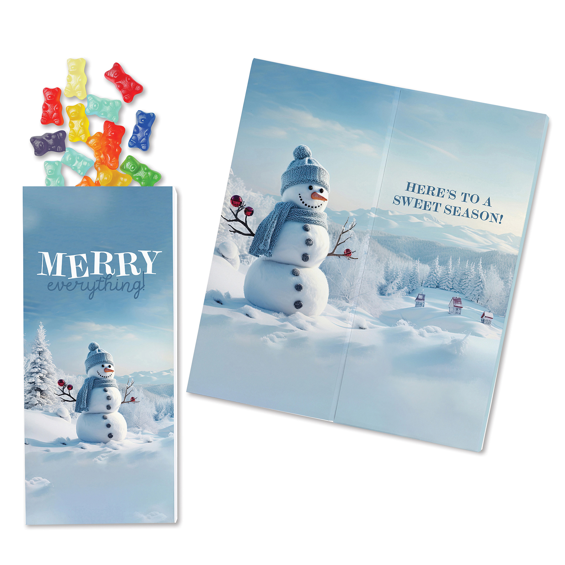 One Color Foil-Stamped Stock Snowman Sweeter Cards with Albanese Gummi Bears 3