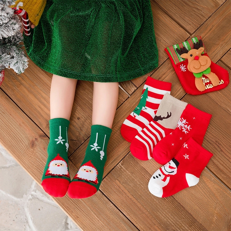Kids Colorful Christmas Crew Socks 2