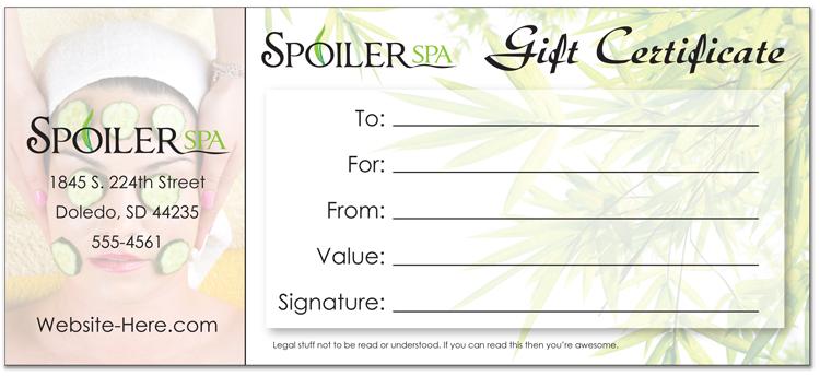 Gift Certificate - 4x9 - Matte Coated Paper 3