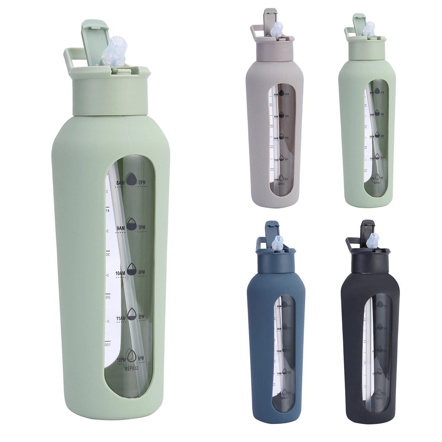 24 oz Glass Water Bottle With Time Marker 4