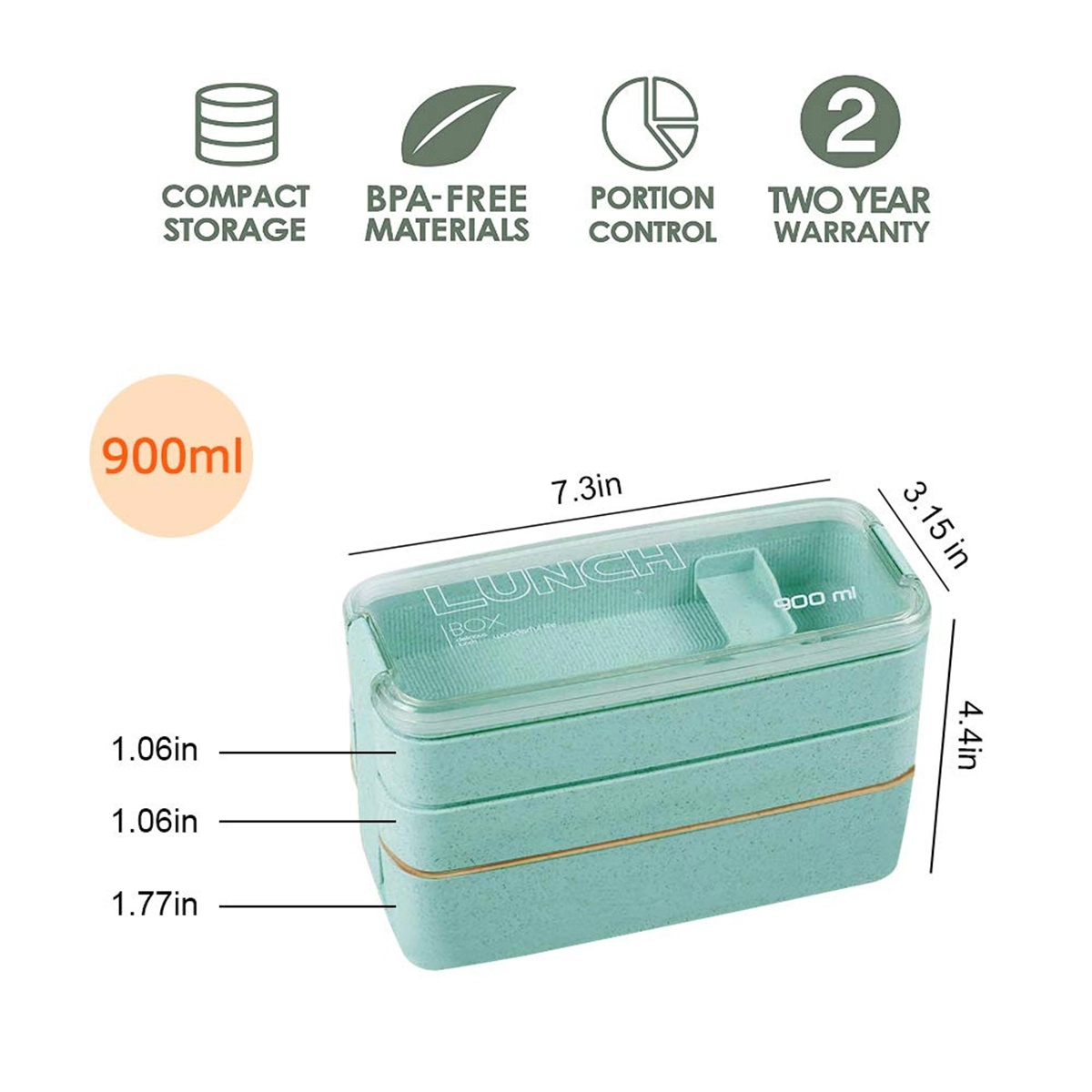 3-In-1 Leakproof Eco Bpa-Free Bento Box 6
