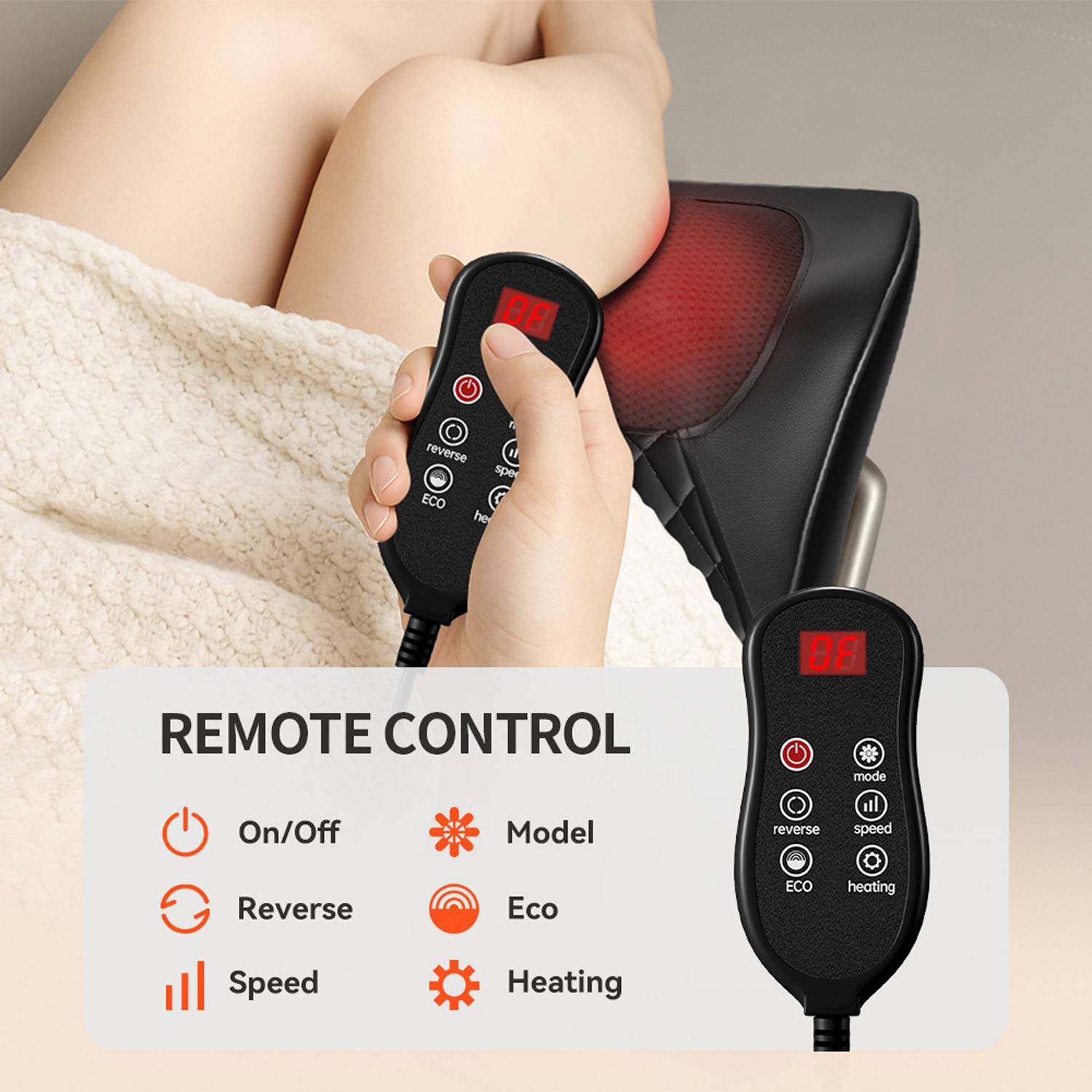 PU leather Multi-Function Neck Back Electric Massage Pillow 4