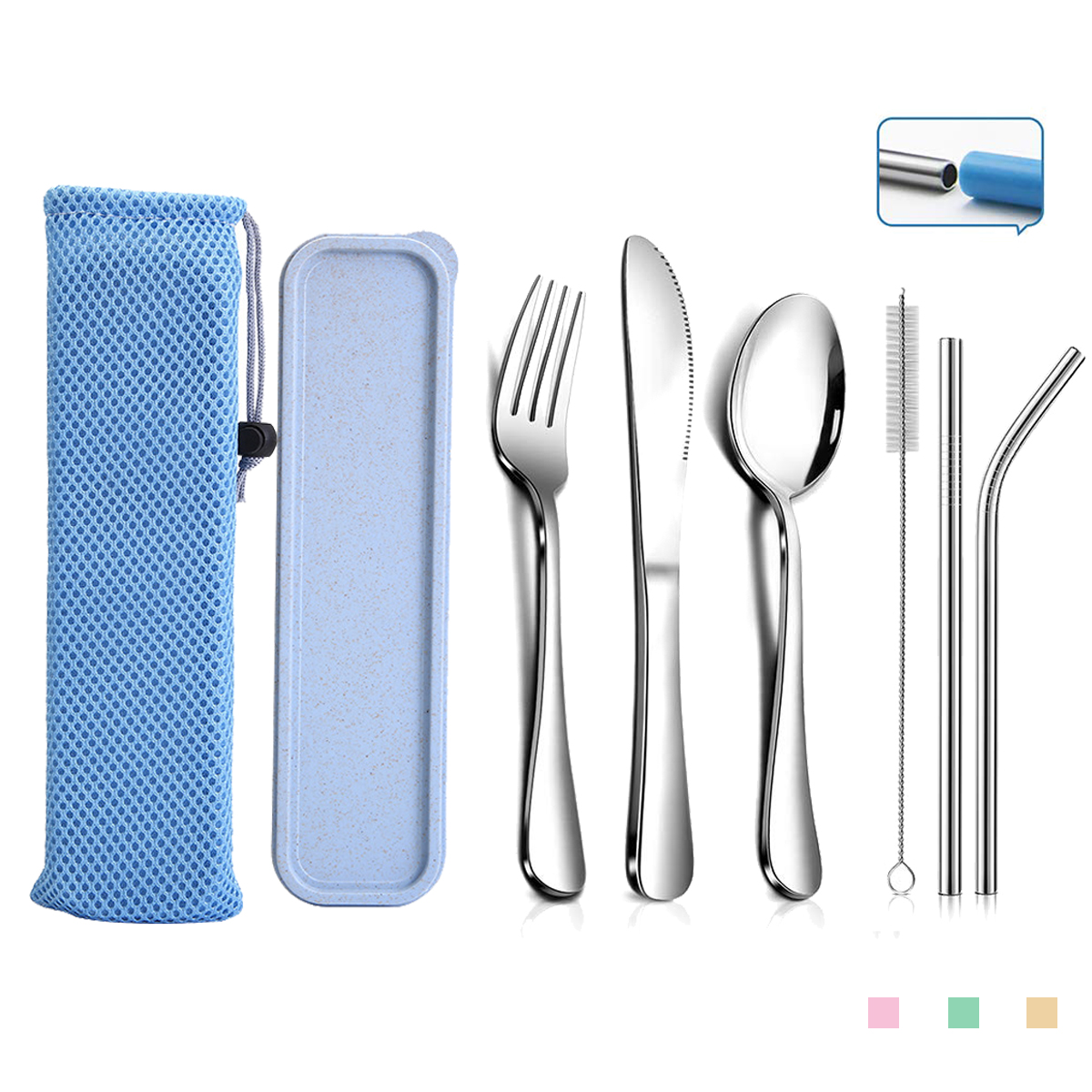 6Pcs Stainless Steel Portable Tableware 4