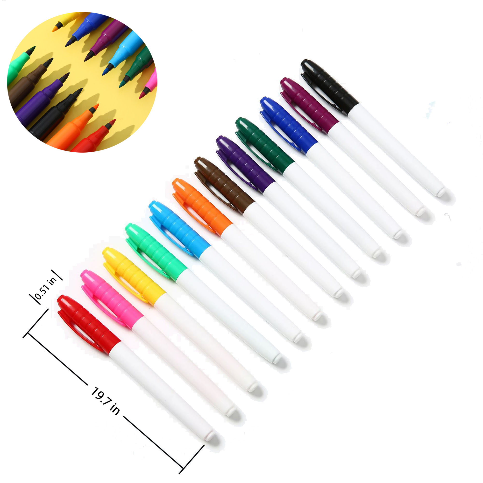 12 Colour Plastic Whiteboard Erasable Marker Pen 3