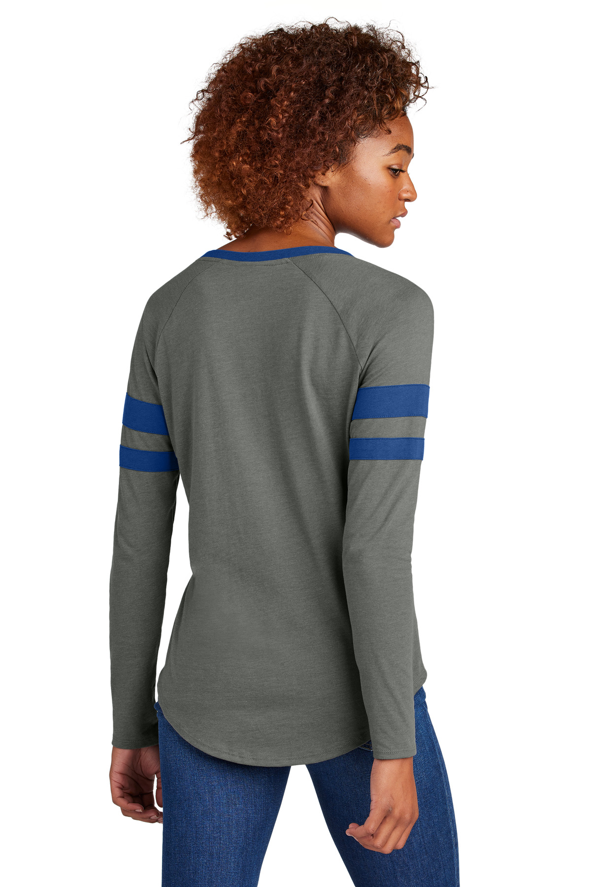 Sport-Tek Women's Halftime Stripe Long Sleeve V-Neck Tee LST6043 12