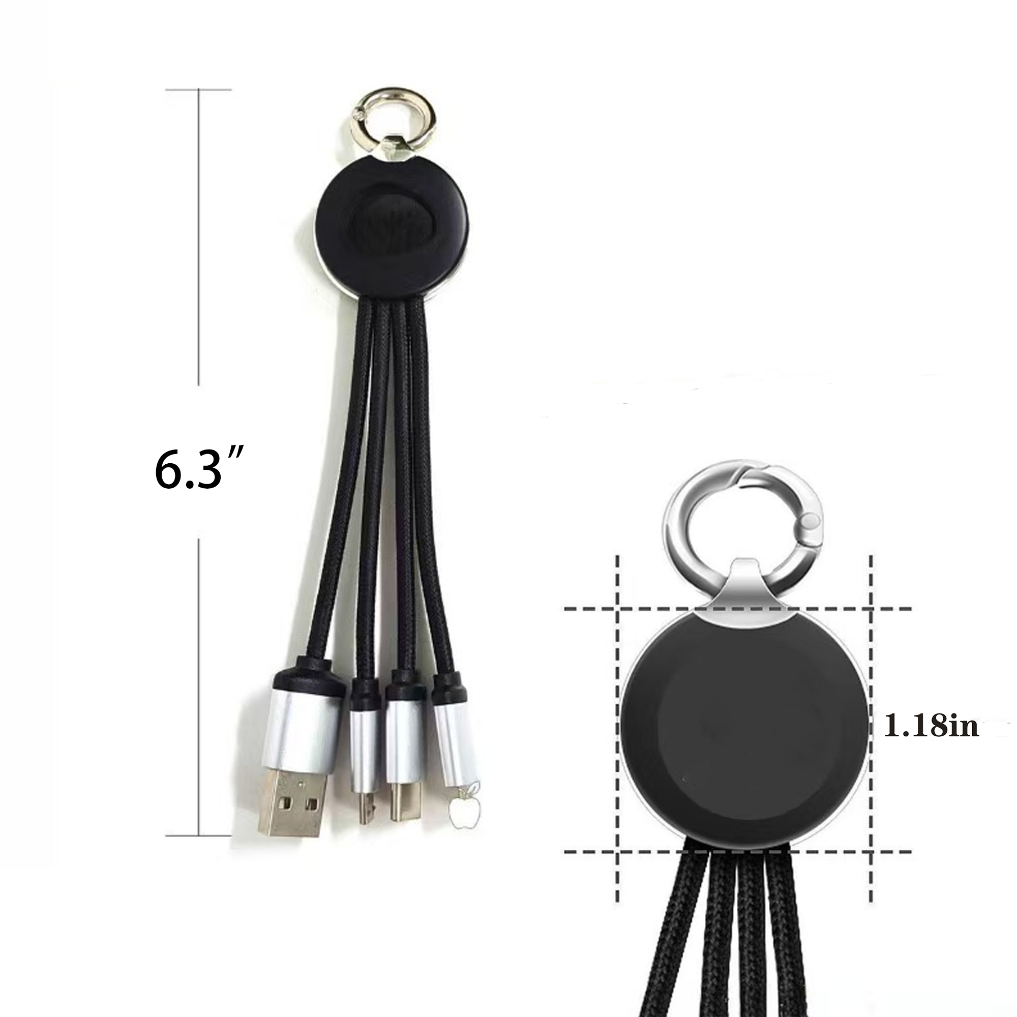 MOQ 20 USB 3-in-1 Keychain Charging Cable 3
