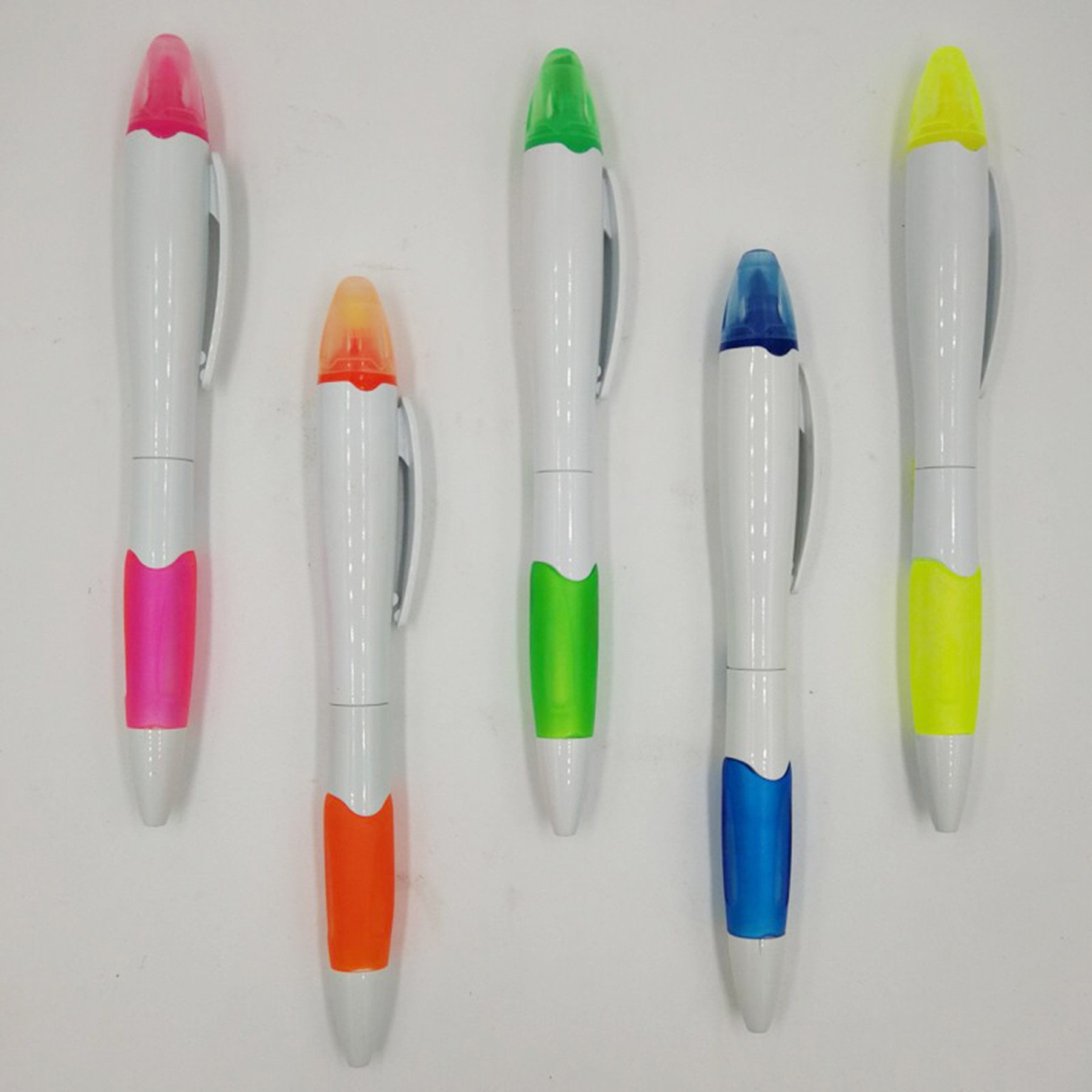 White Barrel Pen With Highlighter 10