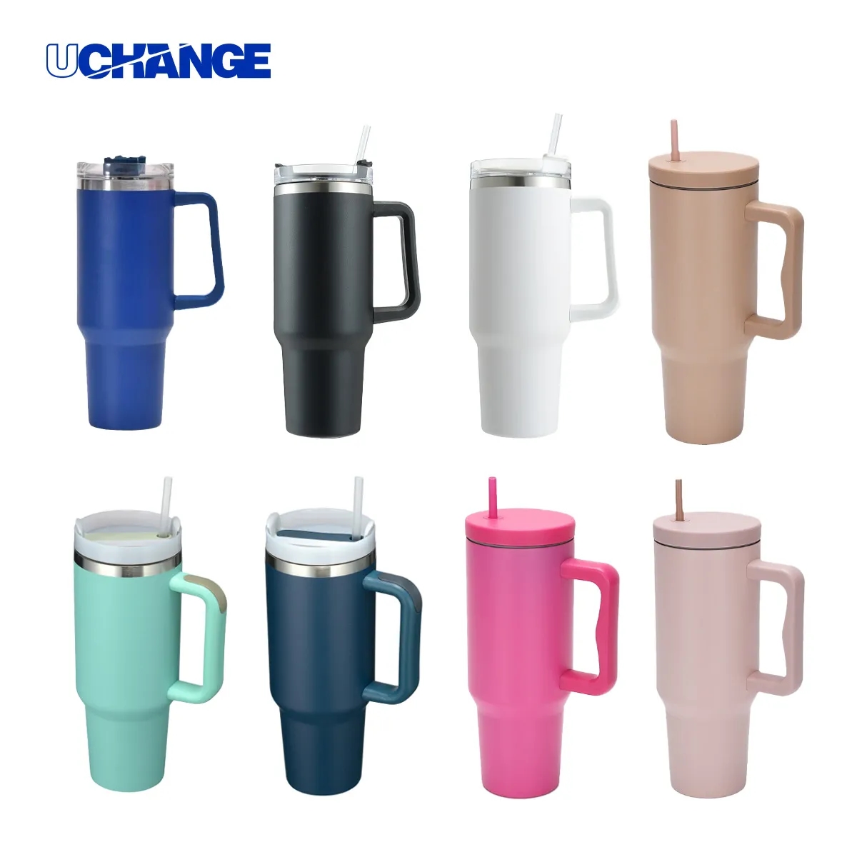 pink 40 Oz. Stainless Steel Tumbler With Handle & Straw 6