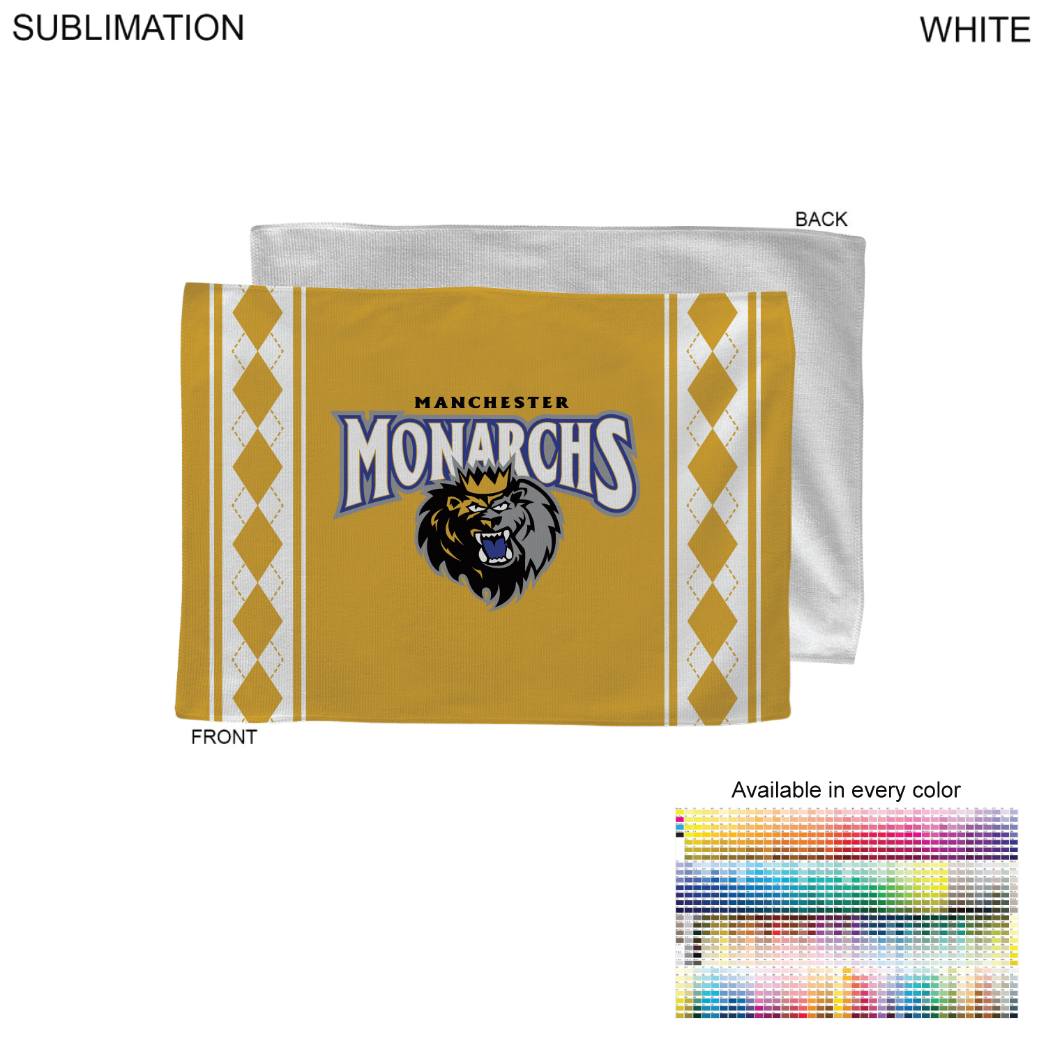 Colored Sublimated Rally, Skate Towels with Jersey stripes, 12x18 Sublimated Edge to Edge 1 side 22