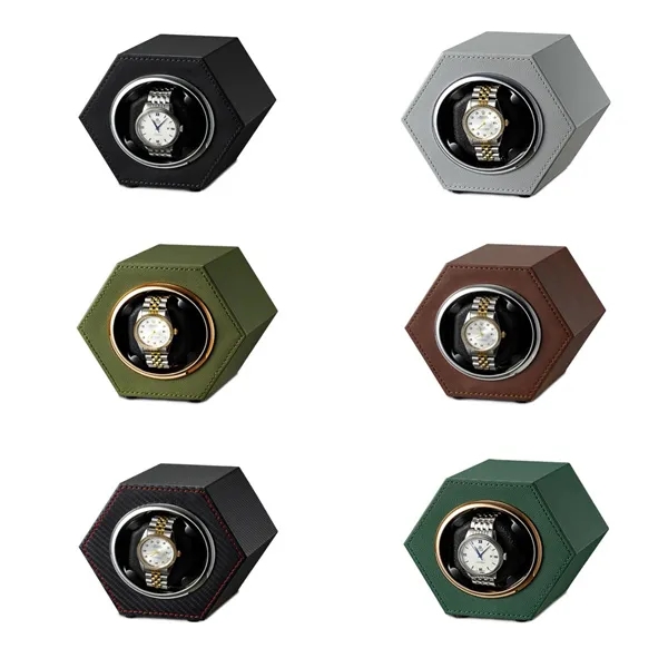 6 Colors Hexagonal Watch Winder Mini Single Rotary Motor Box 3