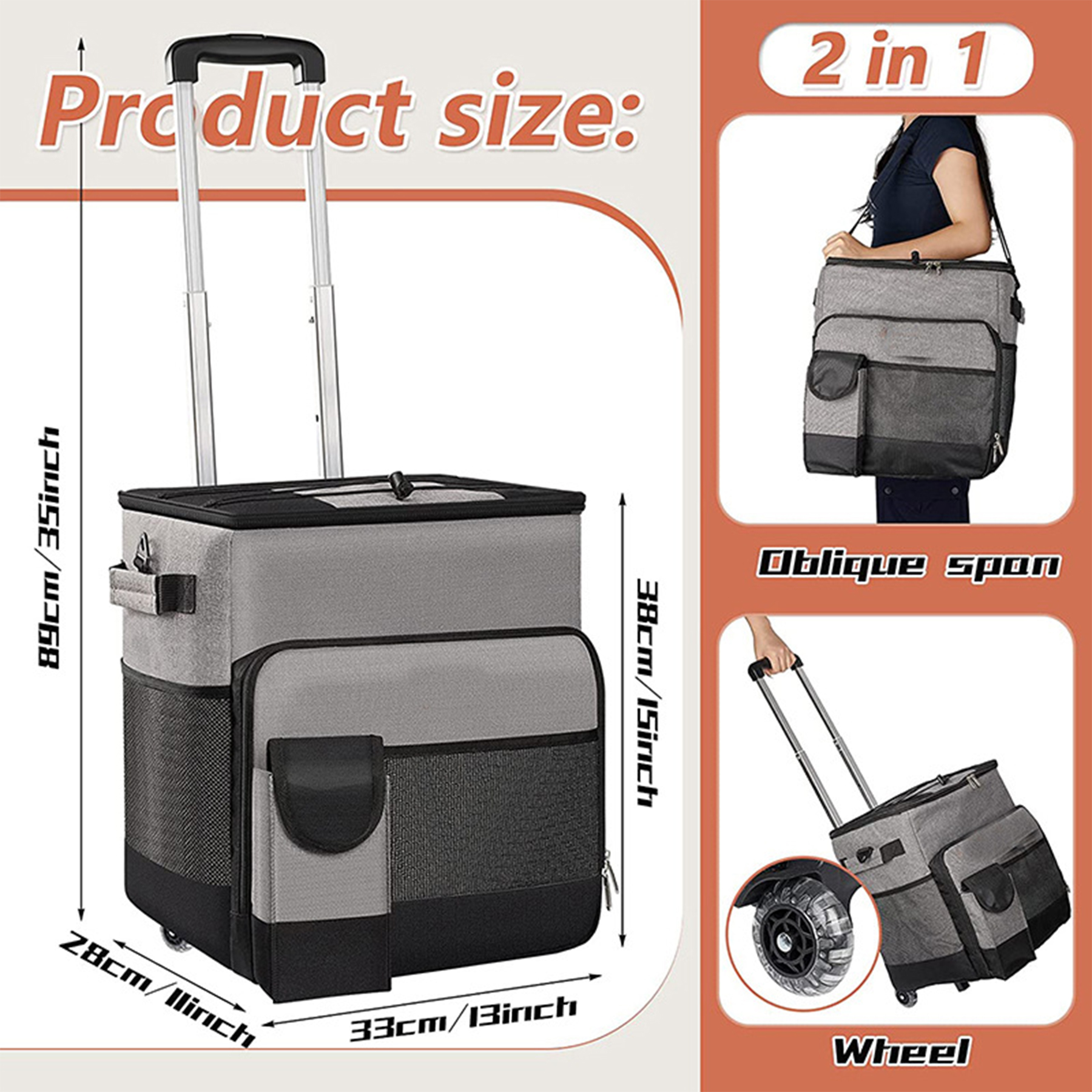Oxford Large capacity waterproof wheeled insulation bag 7