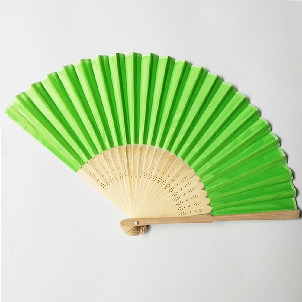 Full Color Bamboo Fabric Folding Handheld Fan Hand-Crafted 4