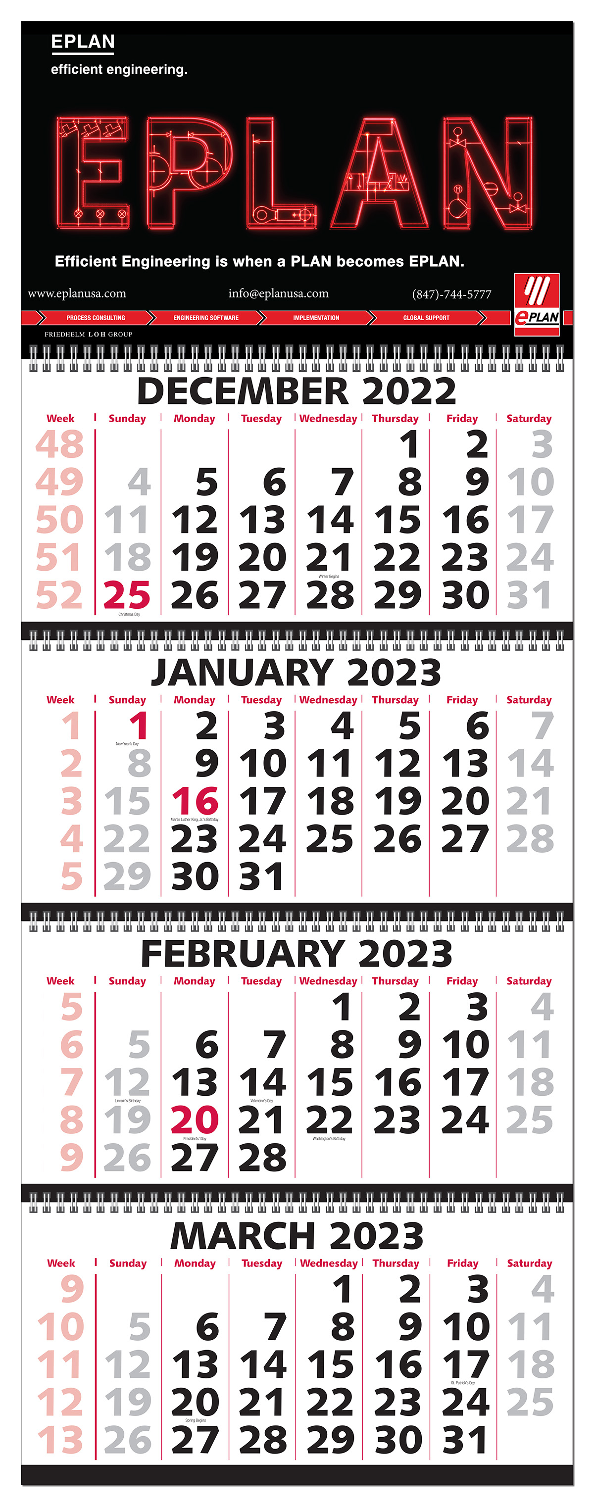 4 Month to View Wall Calendar