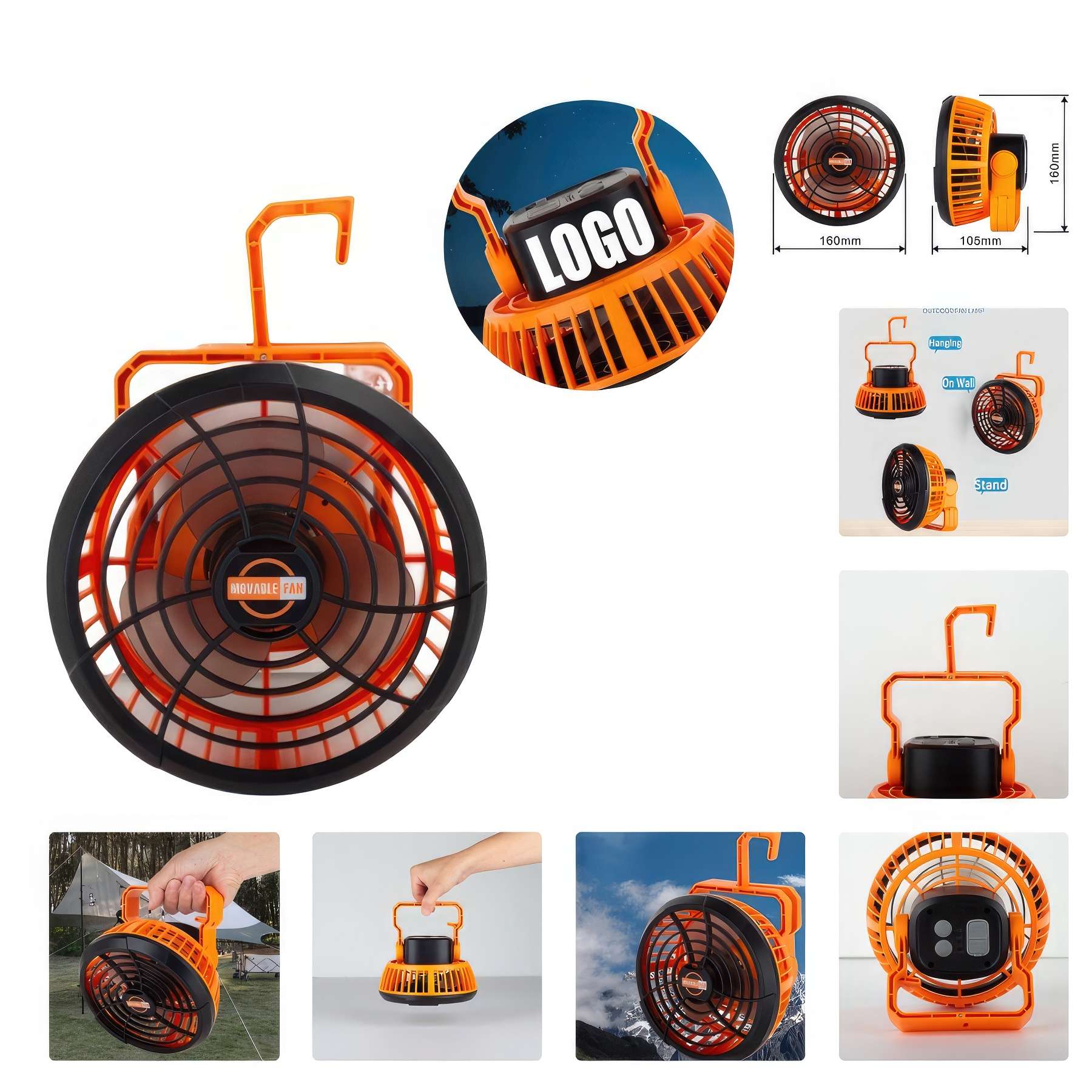 Portable Outdoor Camping Fan with Light & Power Bank 2