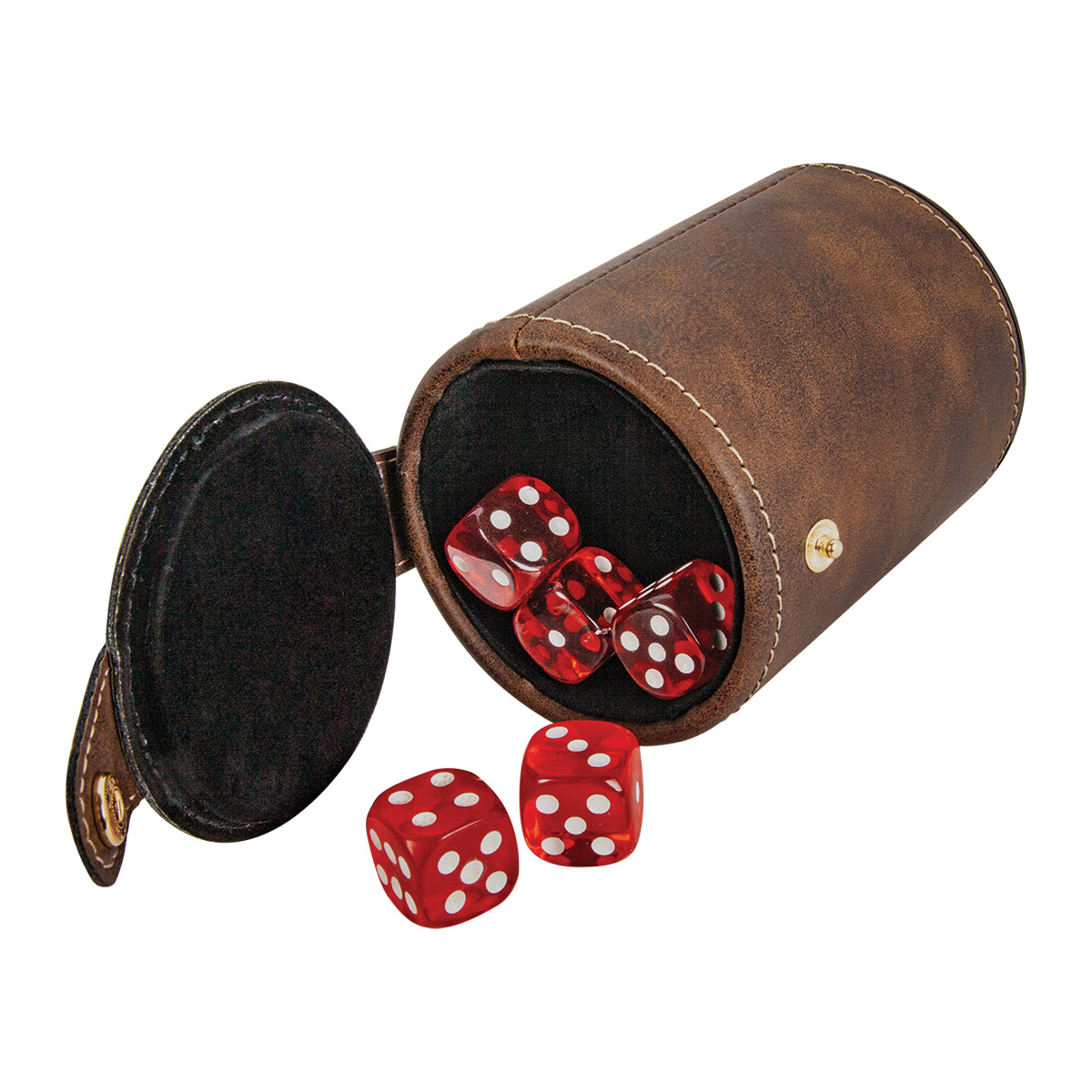 Rustic & Gold Leatherette Dice Cup w/ 5 Dice 3