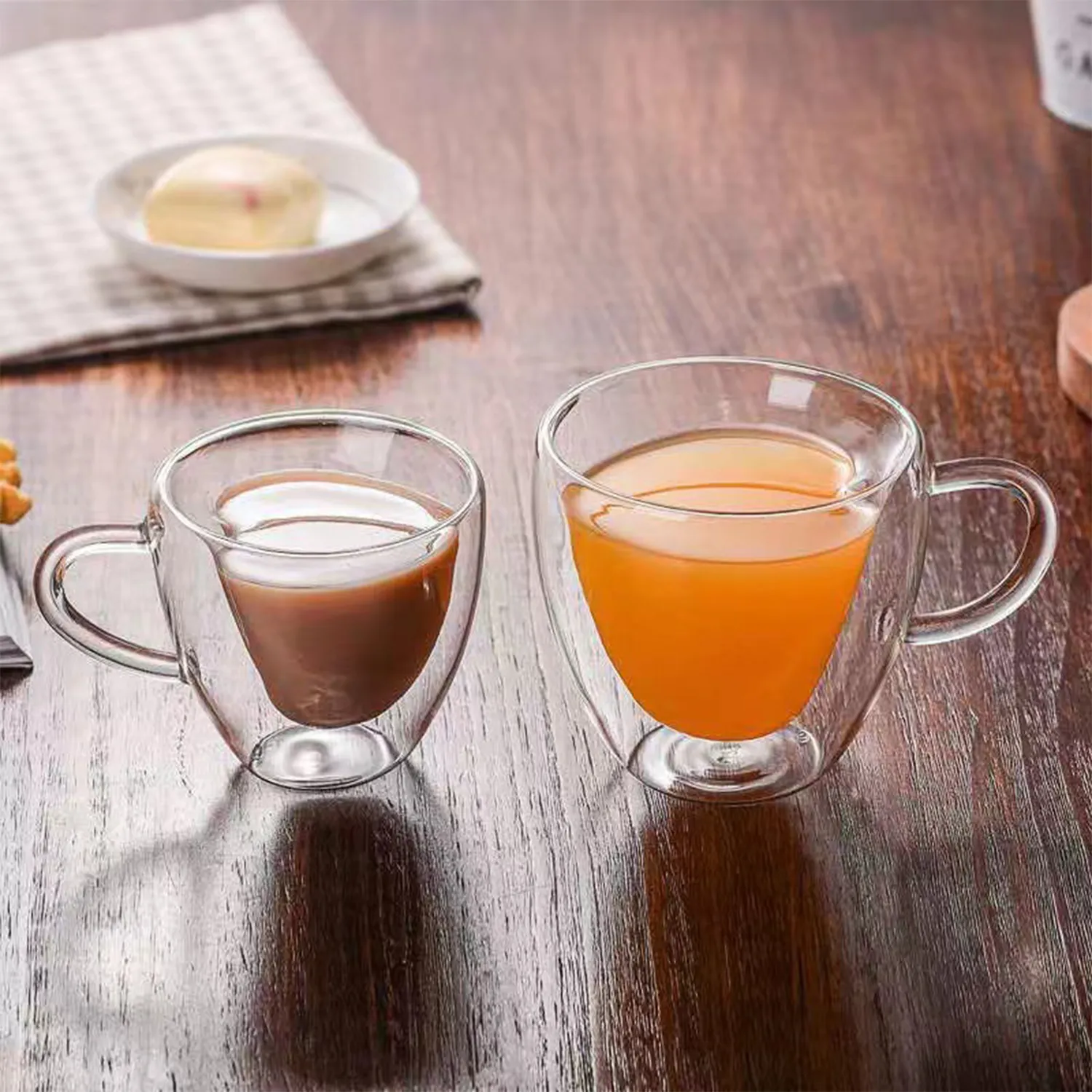 Double Walled Insulated Glass Coffee Mugs with handle 3