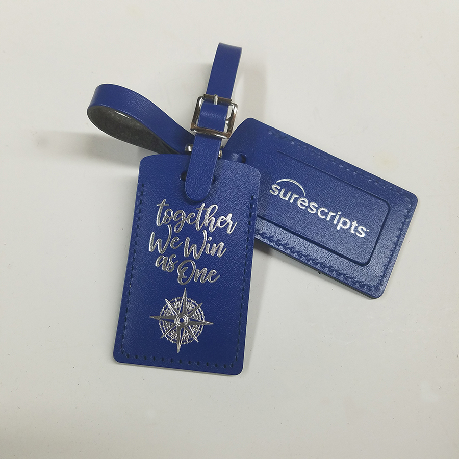DEBOSSING & HOT STAMP Genuine Leather Luggage Tag. 3