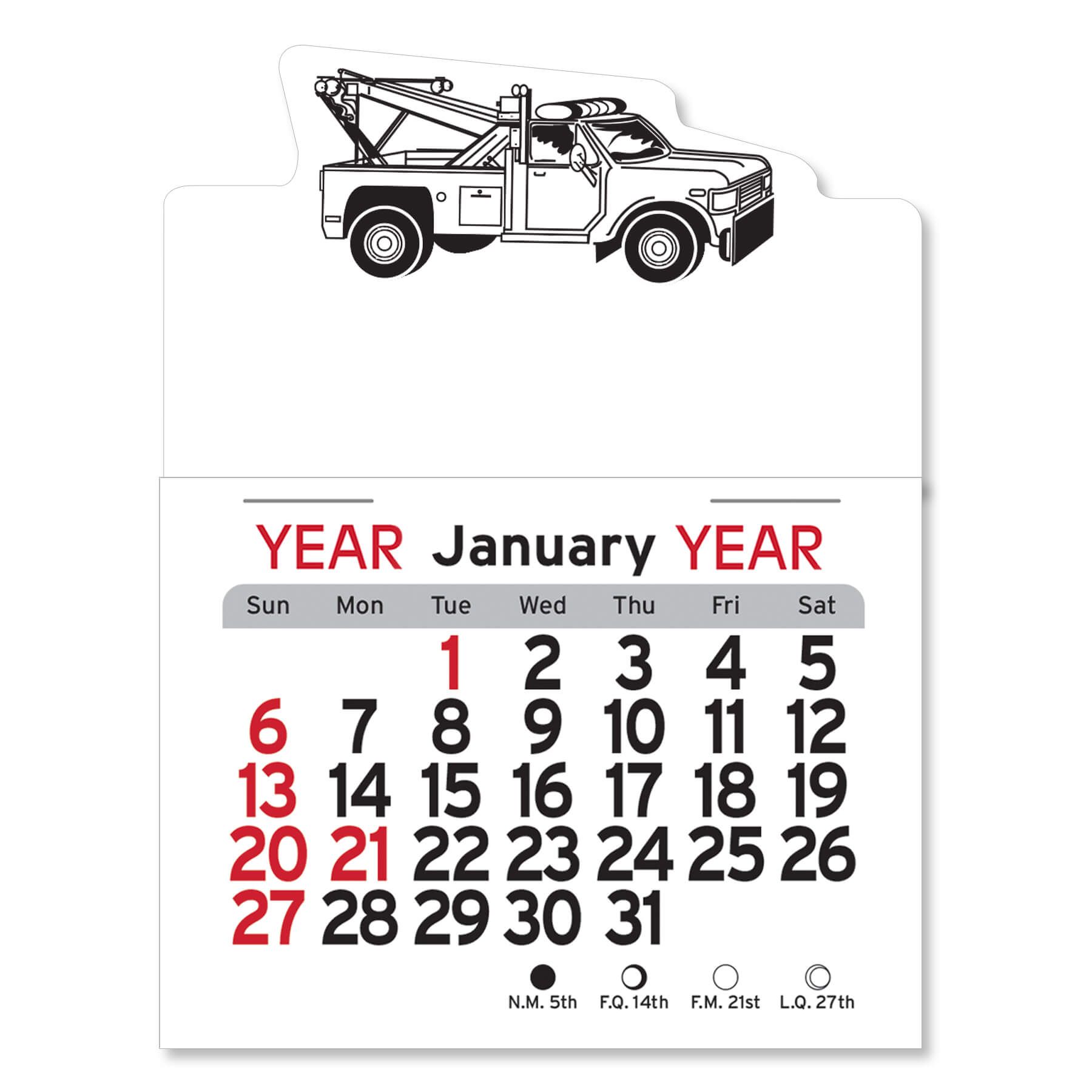 Adhesive Peel-N-Stick® Calendar - Tow Truck 2