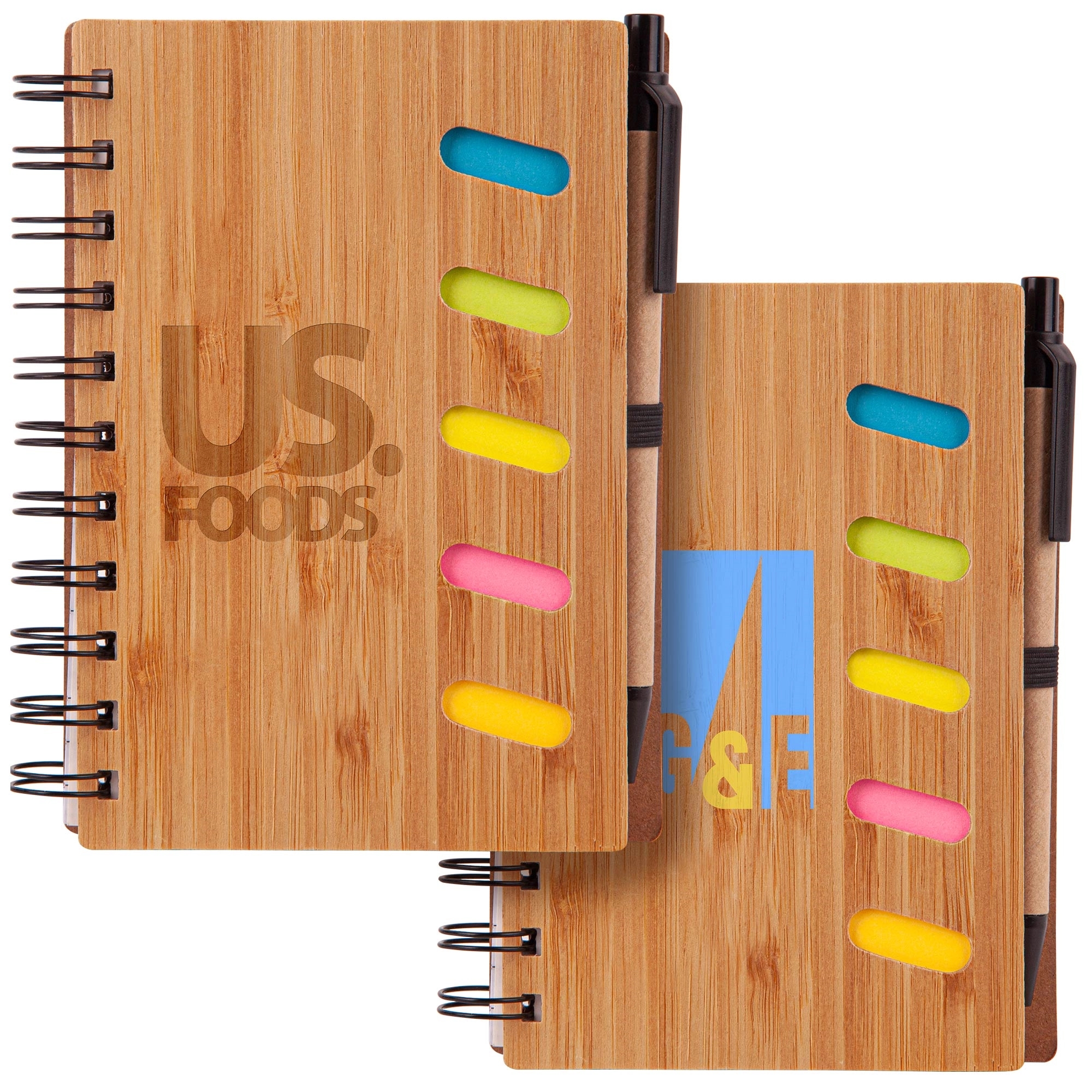 4.75" x 6" Bamboo Notebook with Pen & Sticky Notes 1