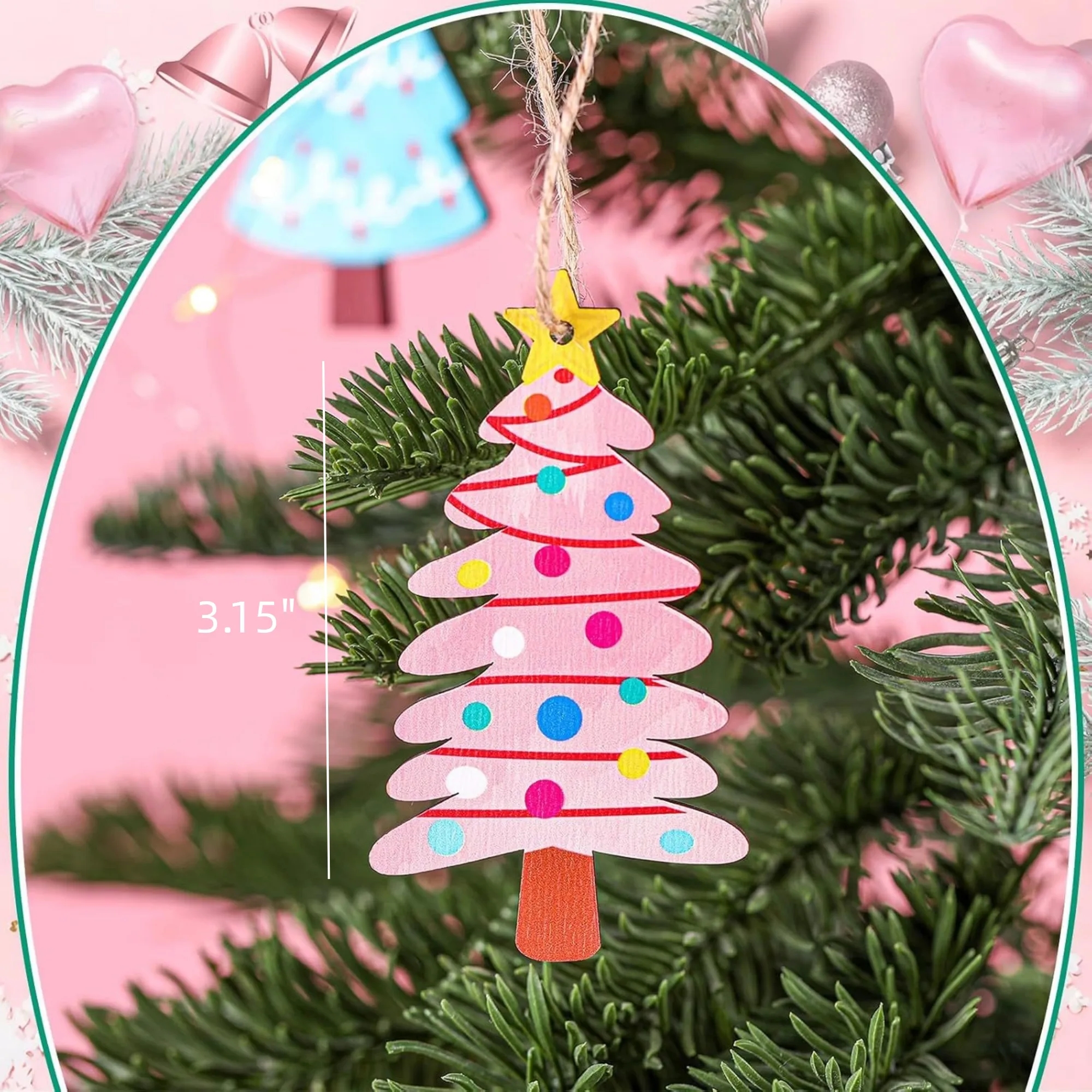 Christmas Tree Ornament Slice Wooden 9