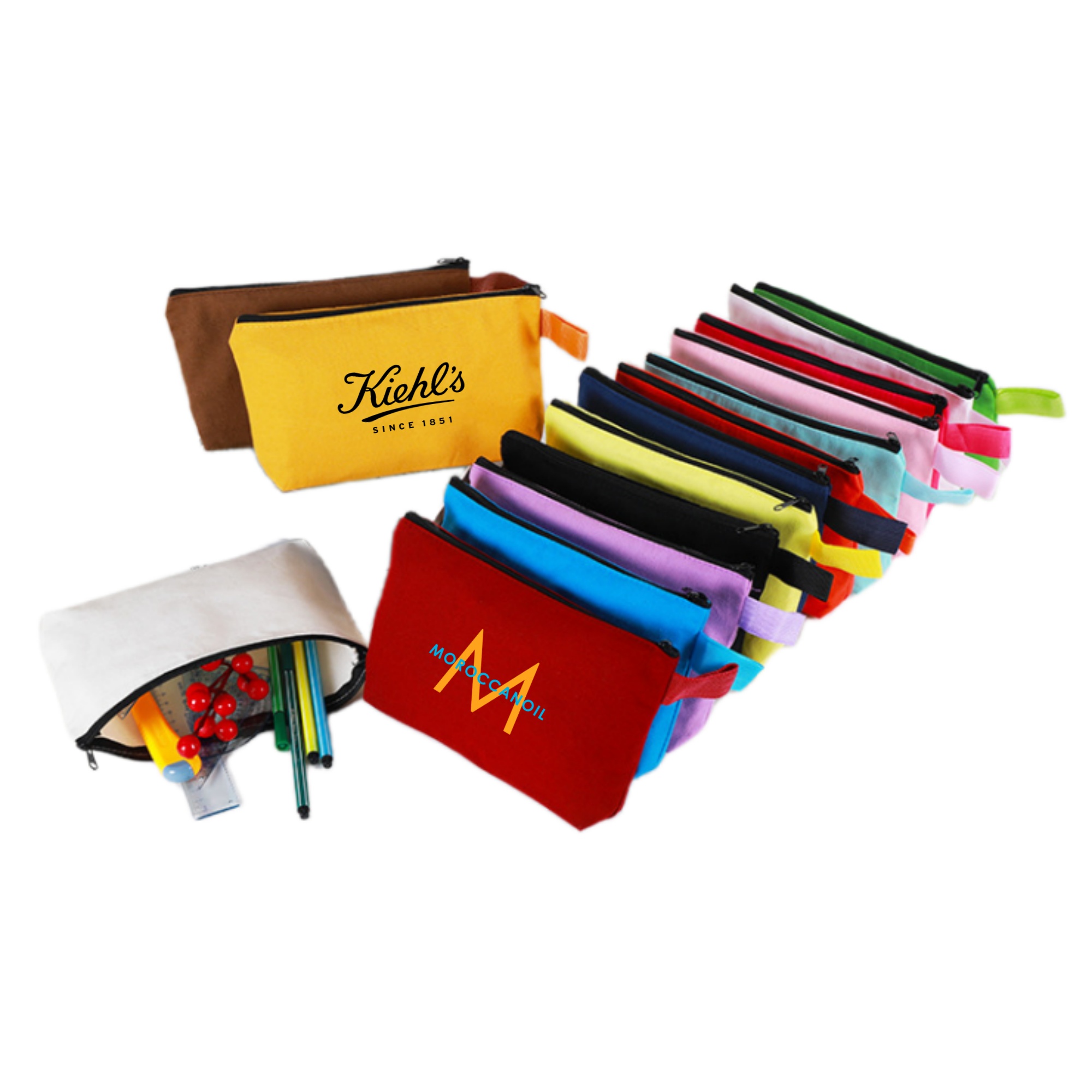 Canvas Cosmetic Makeup Bag with Bottom and Strap 10