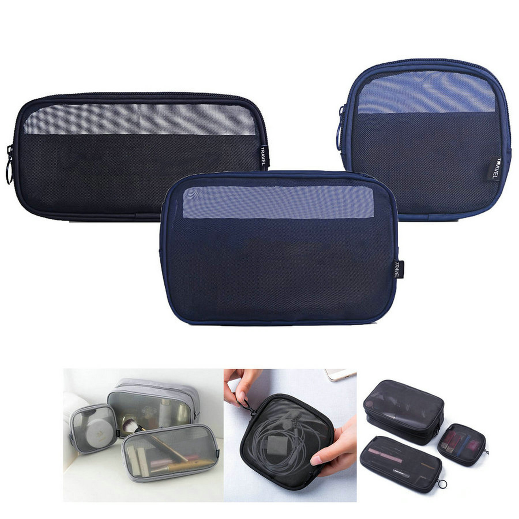 3-PC Set Travel Cosmetic Electronics Organizing Bags 1