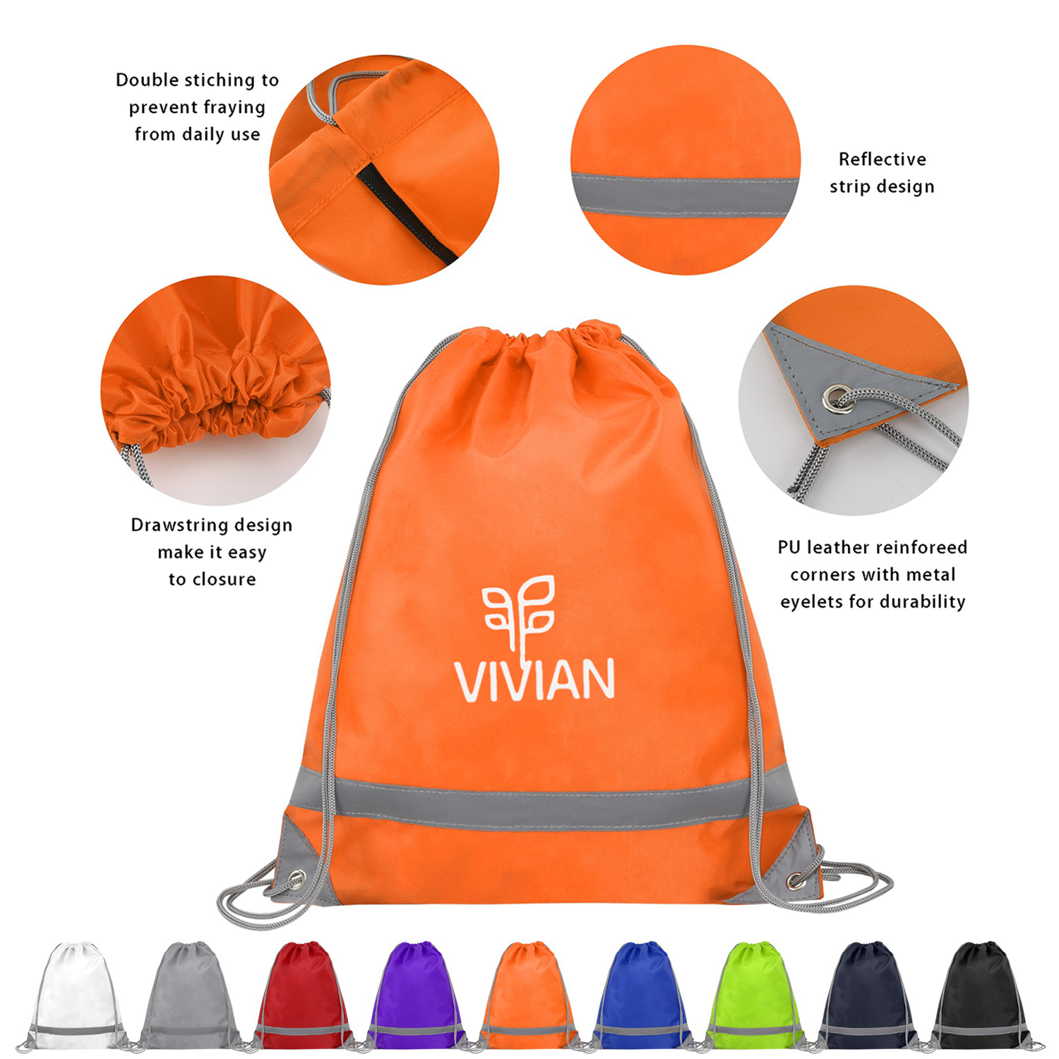 Reflective Drawstring Backpack 1