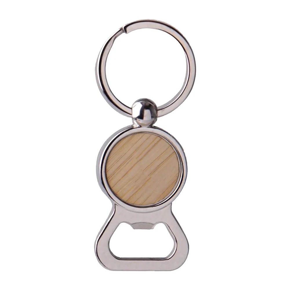 Bamboo Accent Bottle Opener Key Ring 1