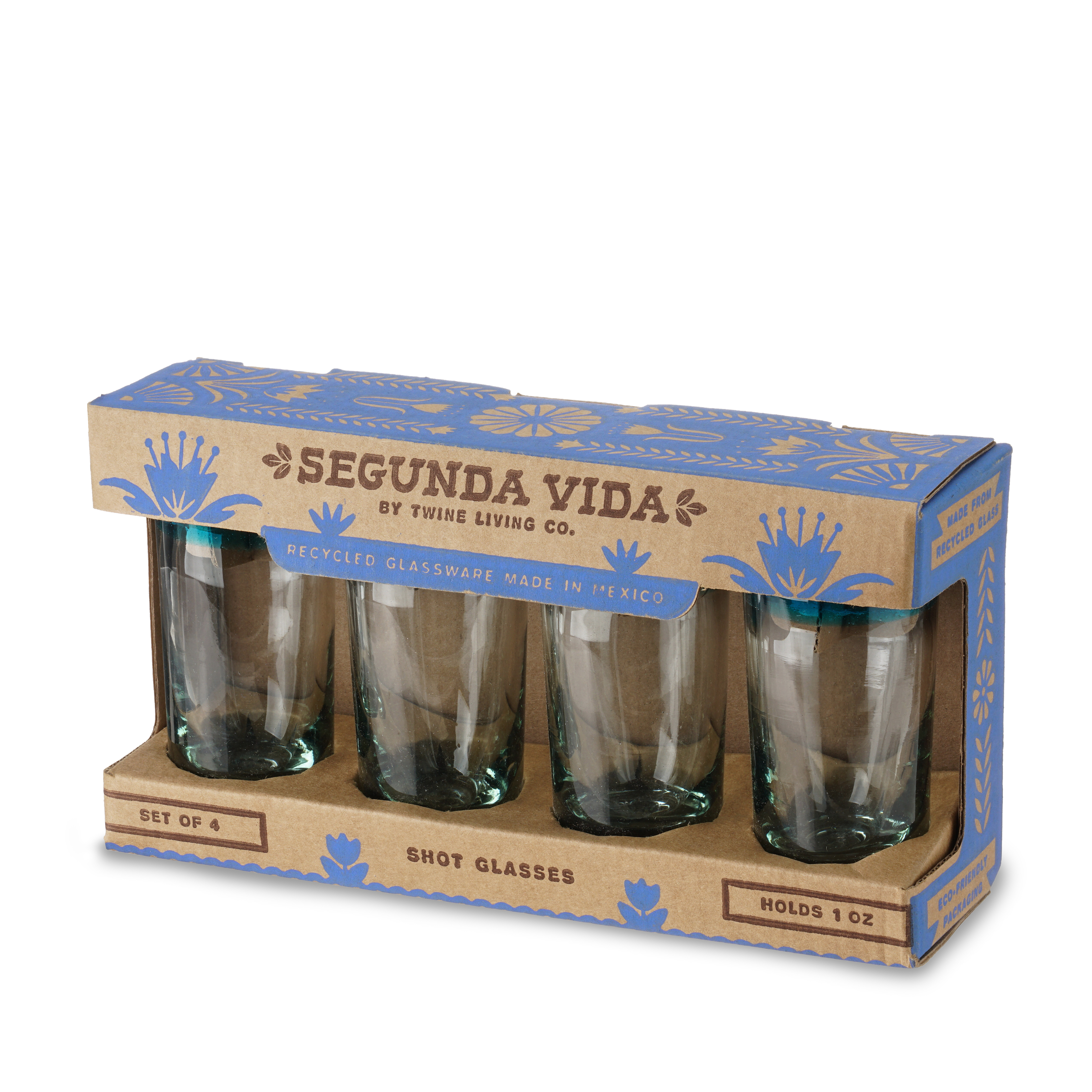 Twine Living® Primavera Recycled Shot Glass, set of 4 12