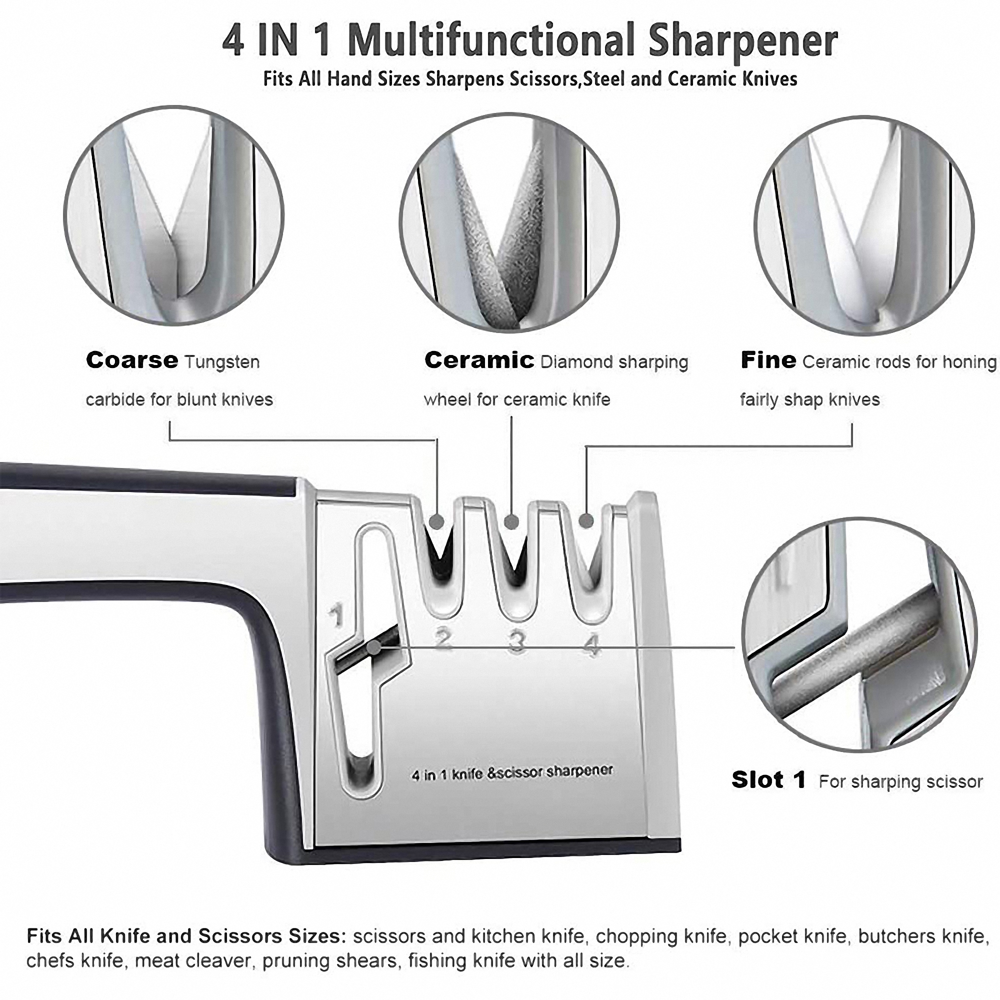4-in-1 Professional Stainless Steel Knife Sharpener 4