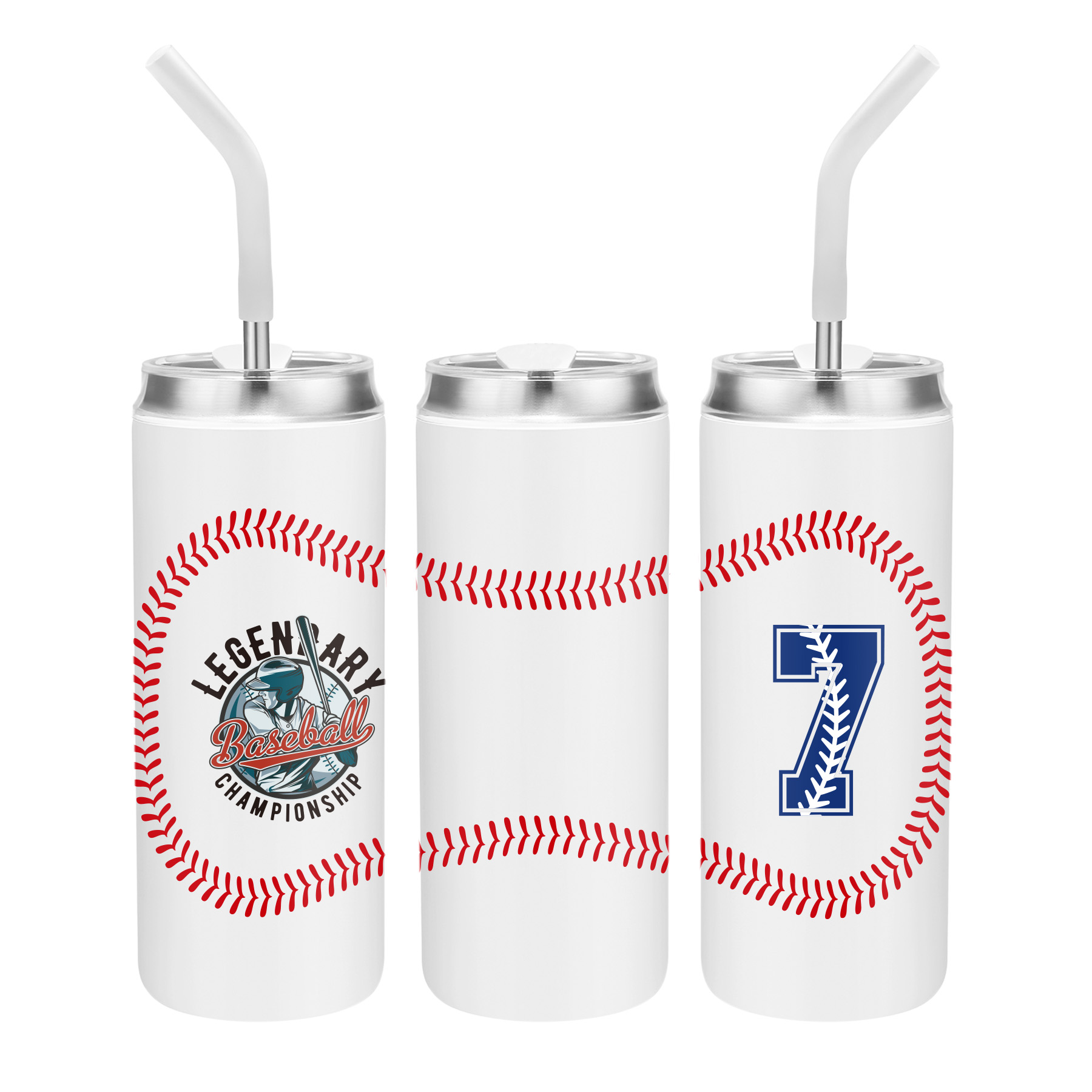 20 oz. Baseball Design Vacuum Tumbler With Straw 4