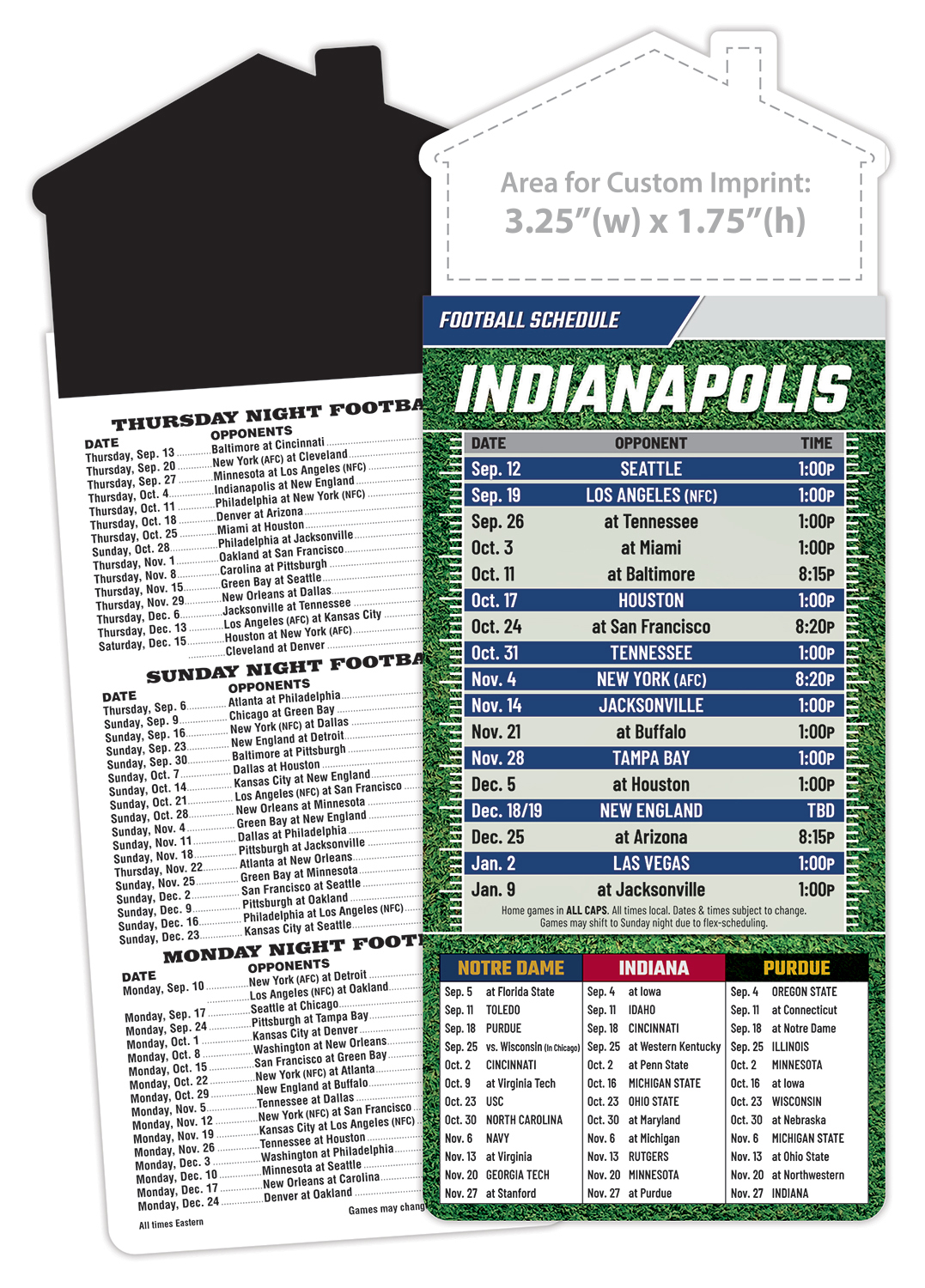 Magna-Card House Shape Magnet Football Schedules (3.5x9)