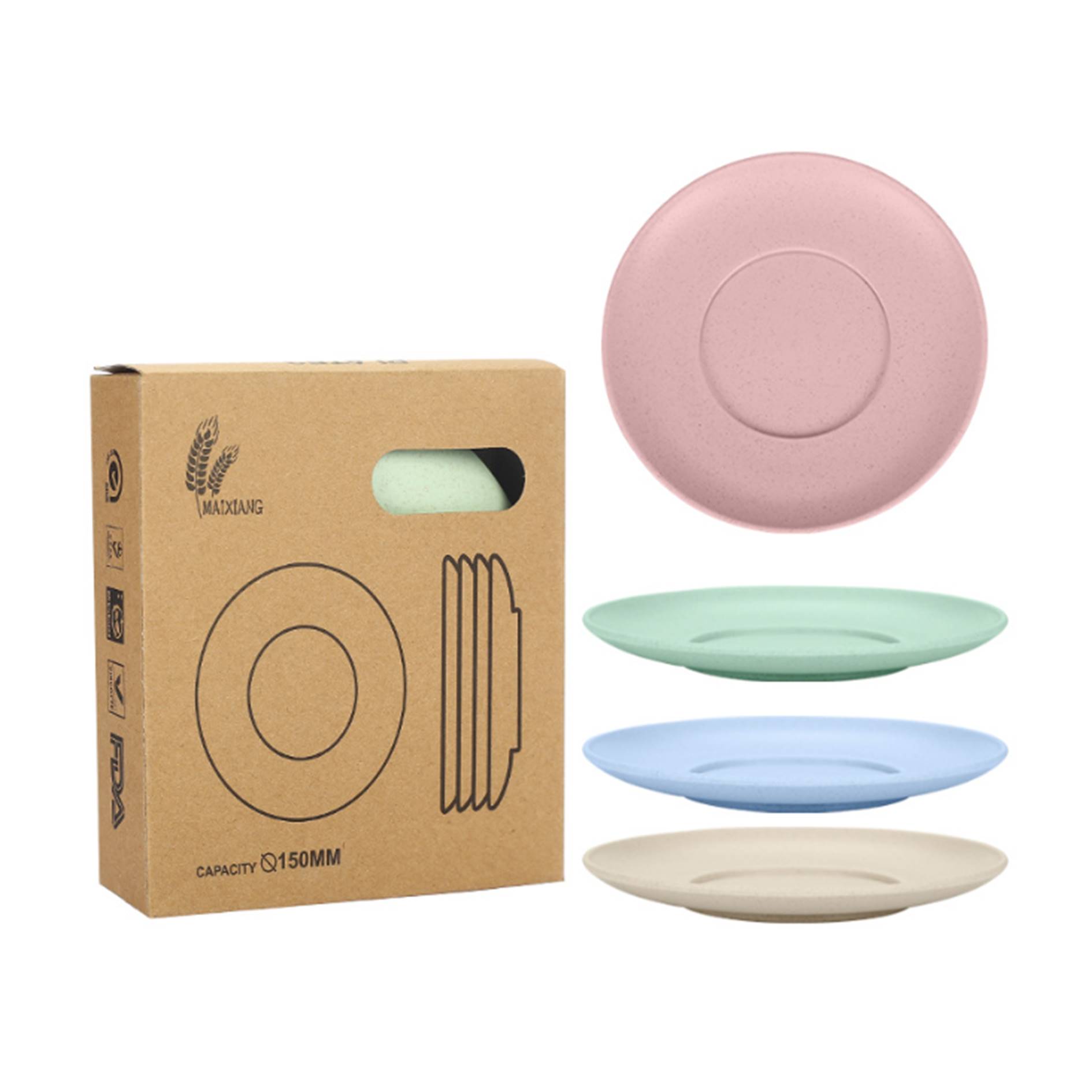 4 Pieces Mini Wheat Straw Plate Set 2