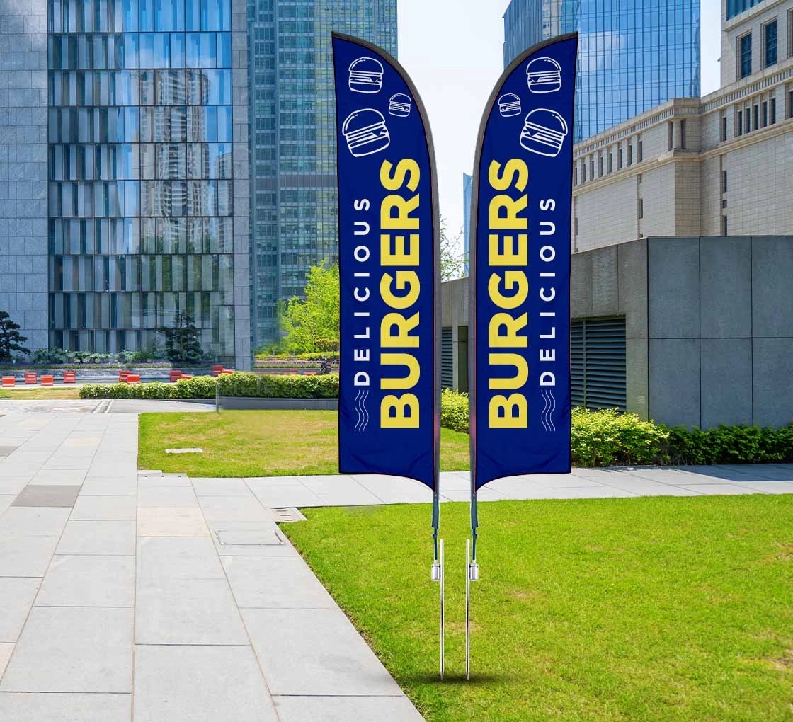 1.55ft x 5.5ft Blade Flag - double sides w//Spike Base 1