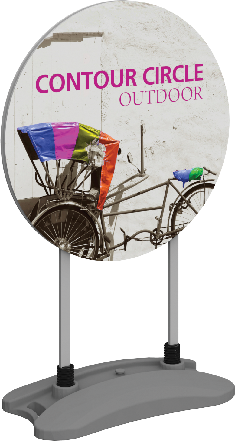 Contour Double-Sided Outdoor Sign Circle w/Fillable Base