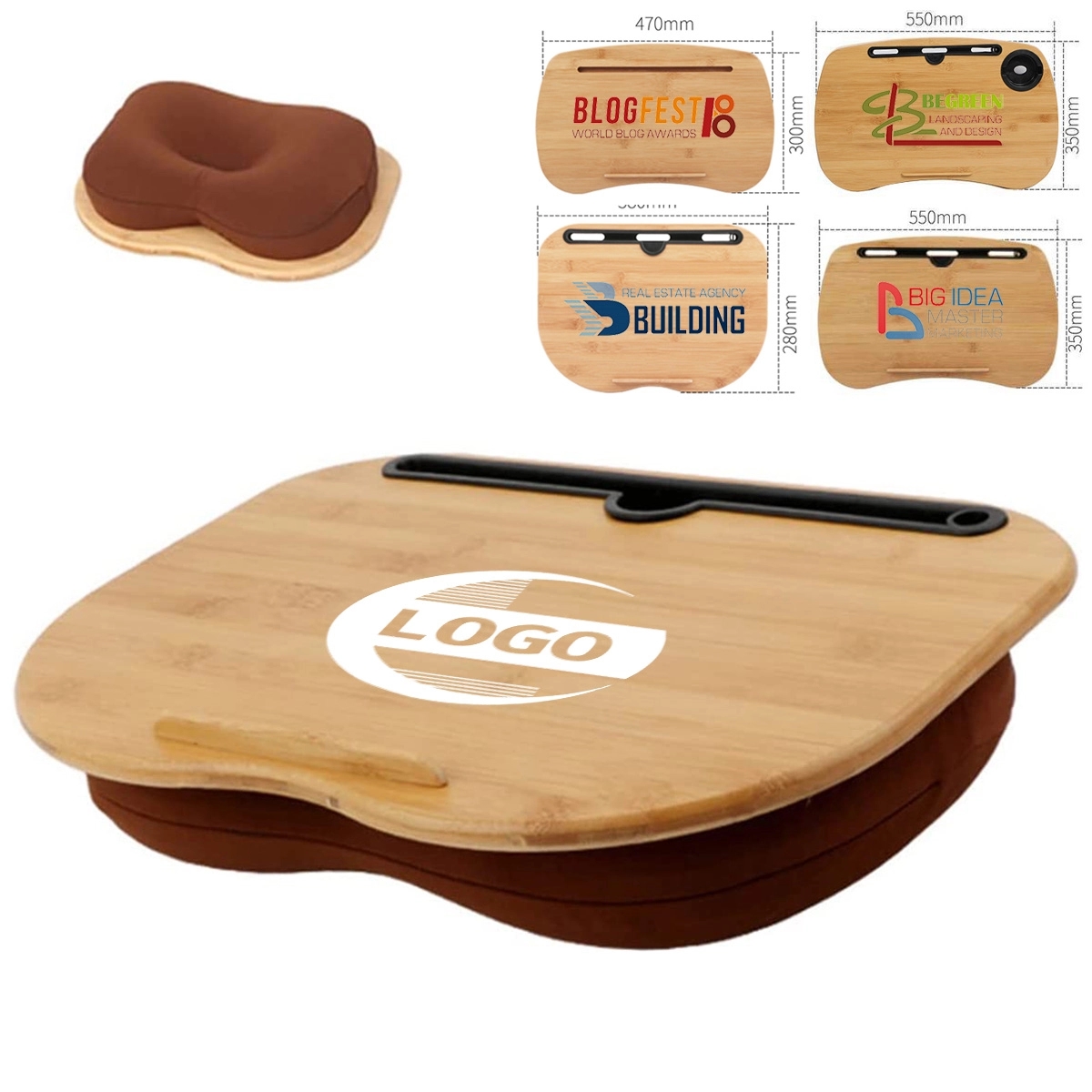 Bamboo Platform Portable Lap Desk with Pillow Cushion 3