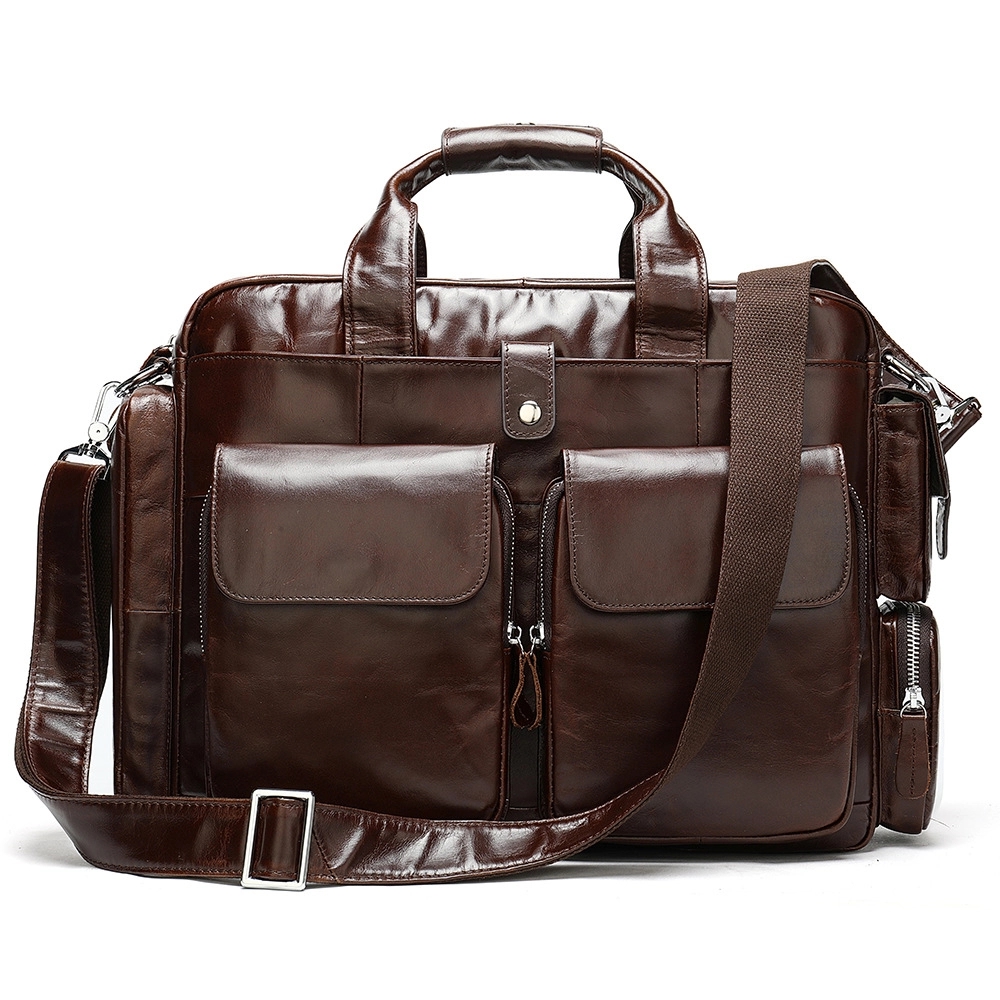 Genuine Leather Briefcase w/ Luggage Strap 6
