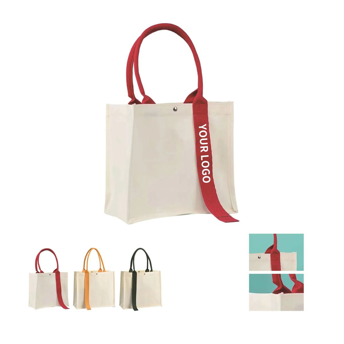 Canvas Event Bag with Ribbon Handle Design, custom tote bag with logo imprint 2