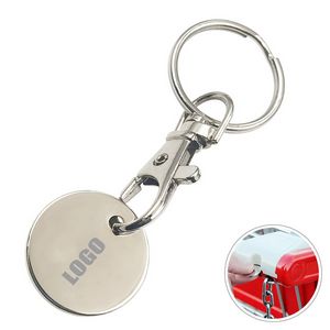 Round Metal Coin Shopping Trolley Token Keychain 6
