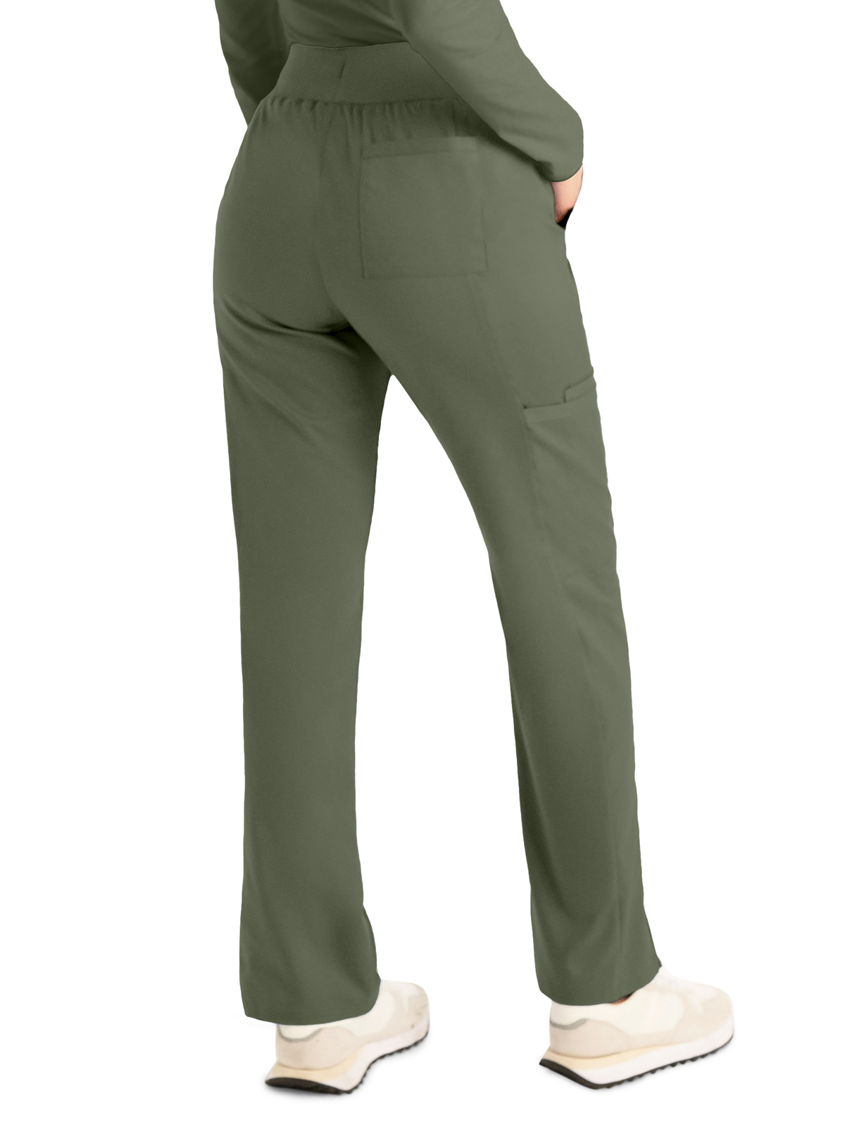 Landau - ProFlex - Women's Five-Pocket Mid-Rise Rib-Knit Elastic Waist Straight Leg Pant 40