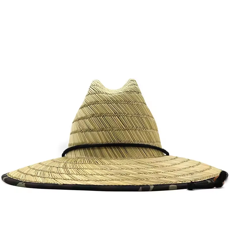 Wide Brim Straw Lifeguard Hat Full Color Patch & Underneath 2