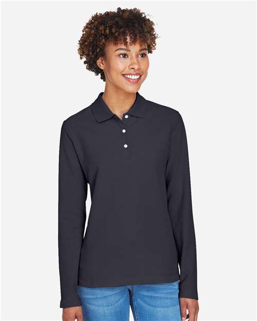 Women's Pima Piqué Long Sleeve Polo - D110W 6