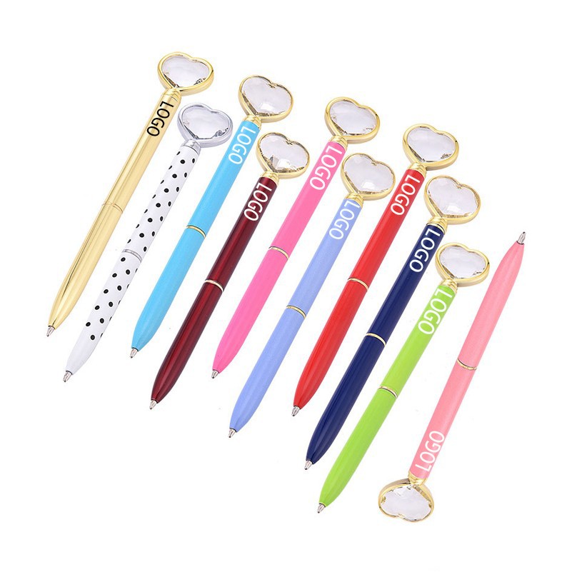 Metal Ball Pen with Heart Shape Crystal Diamond 9