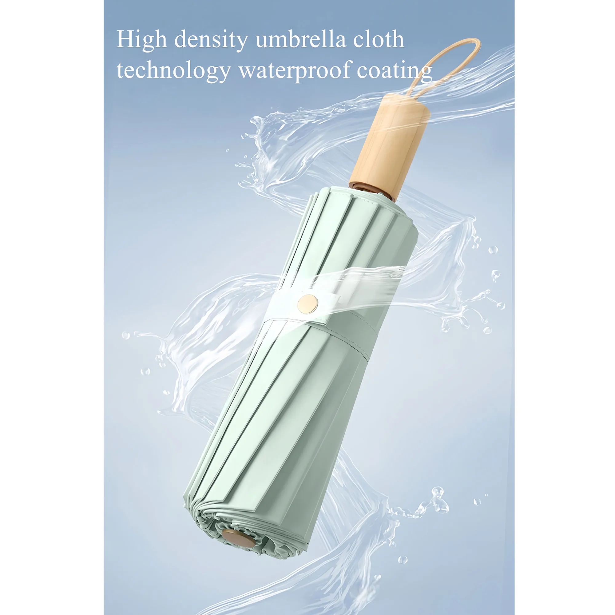 Luxury Handle UV Block Umbrella UPF50+ 16-Rib Compact 9