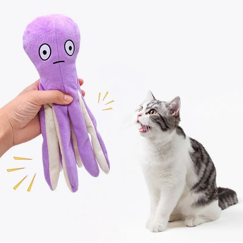 Small doy  octopus for puppy doll, cat squeaky plush toy 2